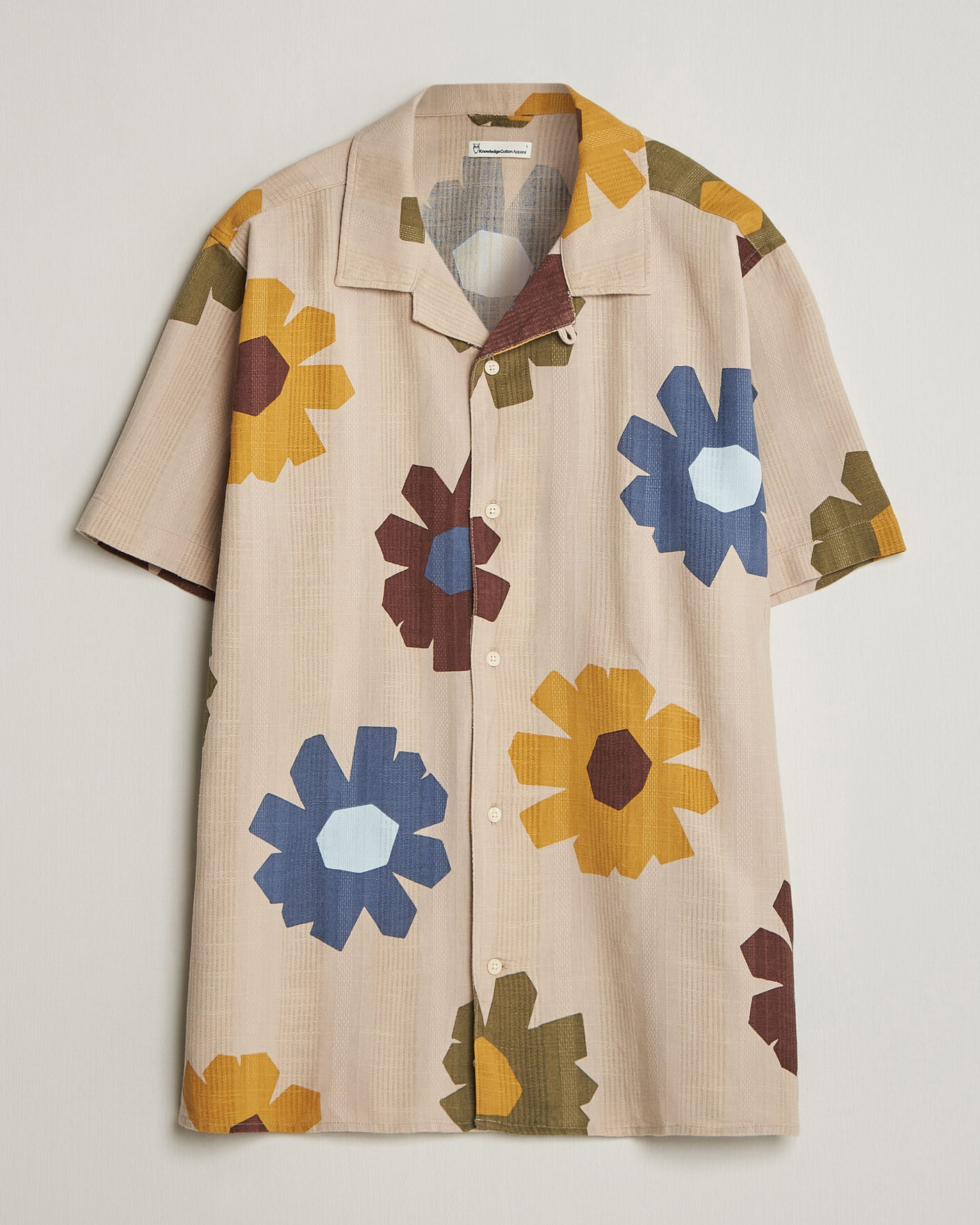 Hombres | Camisas | KnowledgeCotton Apparel | Relaxed Printed Cotton Short Sleeve Shirt Multi