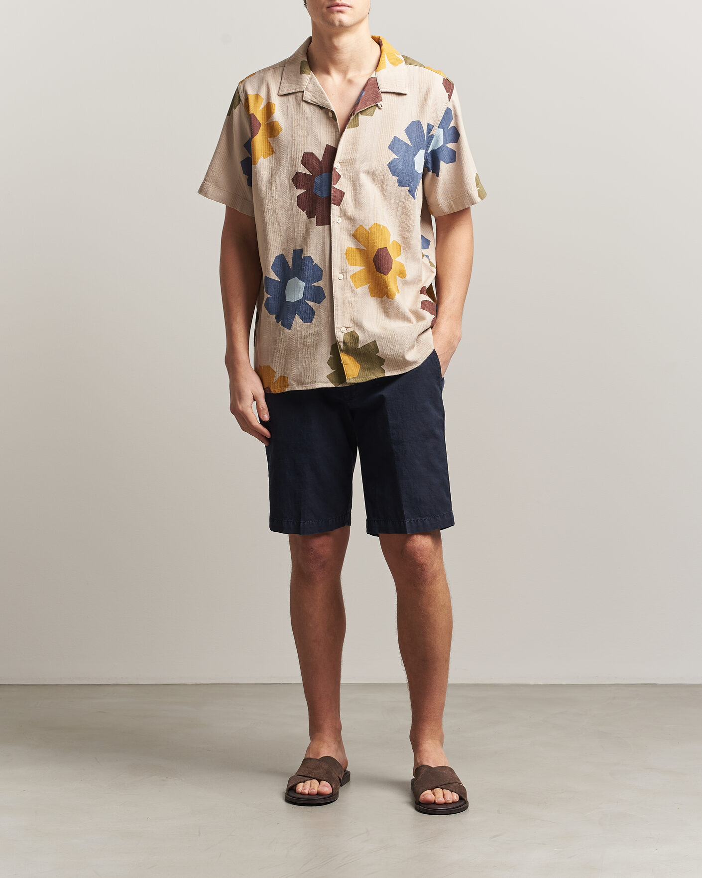 Hombres | Camisas | KnowledgeCotton Apparel | Relaxed Printed Cotton Short Sleeve Shirt Multi
