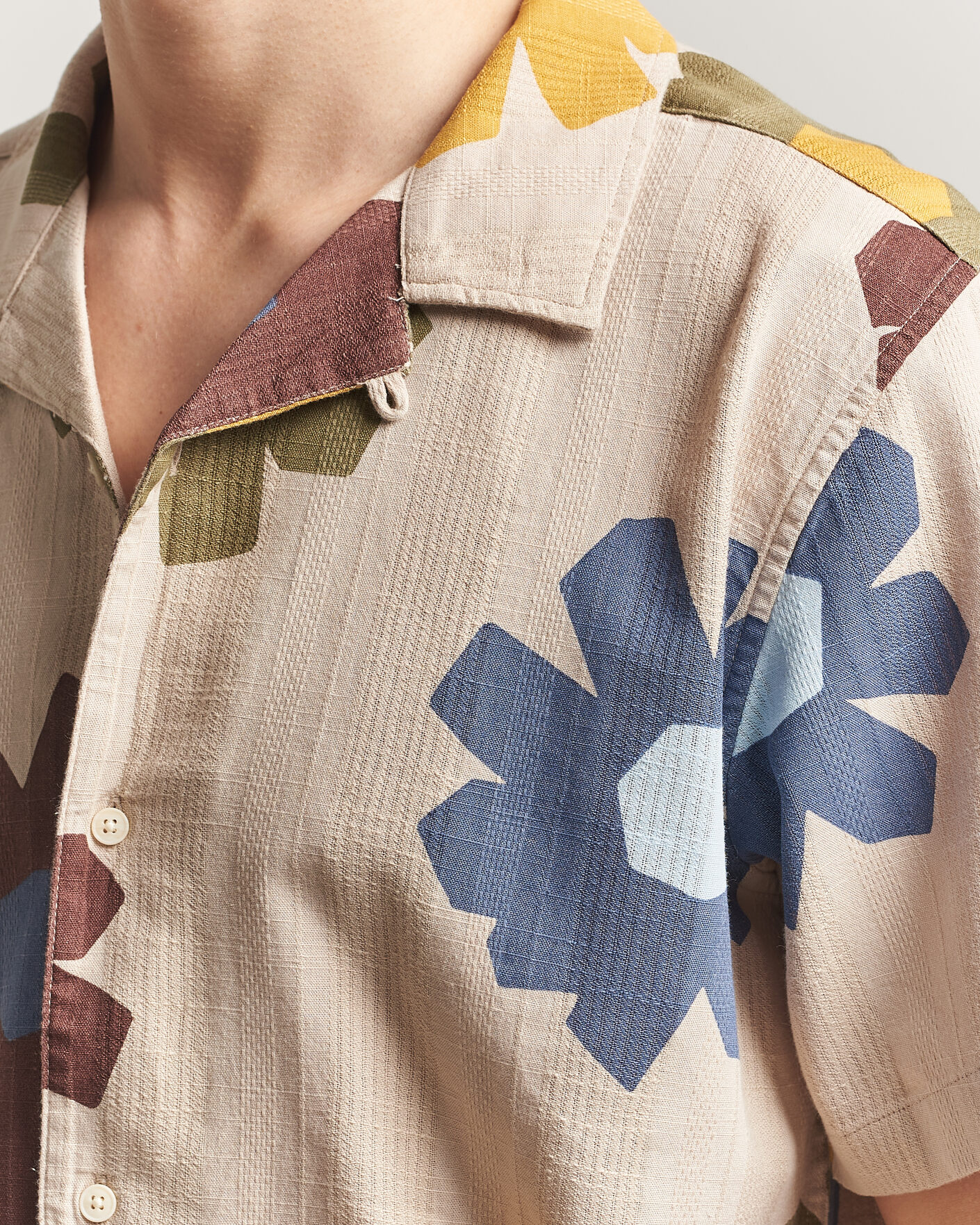 Hombres | Camisas | KnowledgeCotton Apparel | Relaxed Printed Cotton Short Sleeve Shirt Multi