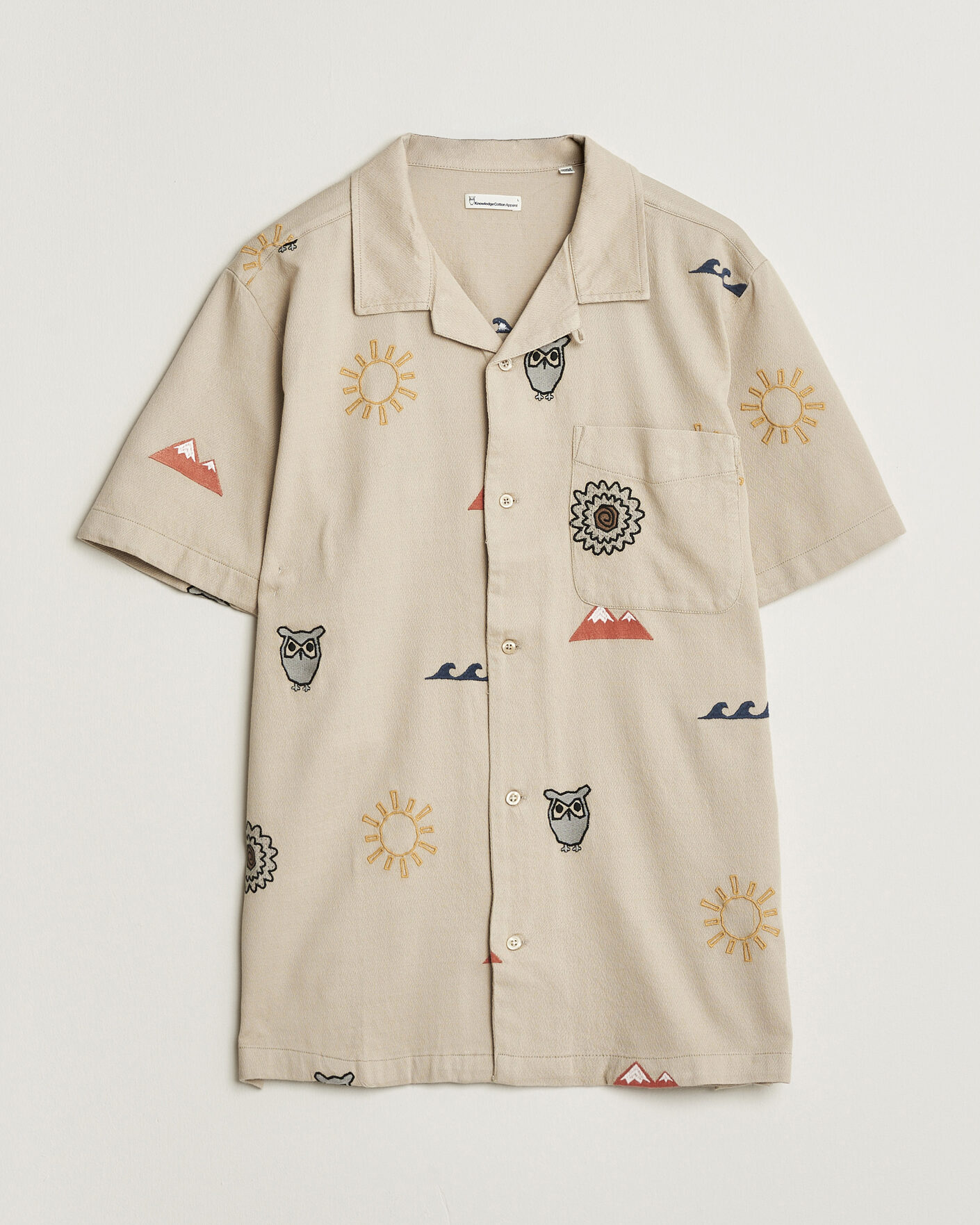 Hombres | Camisas | KnowledgeCotton Apparel | Relaxed Embroidery Shirt Light Feather Grey