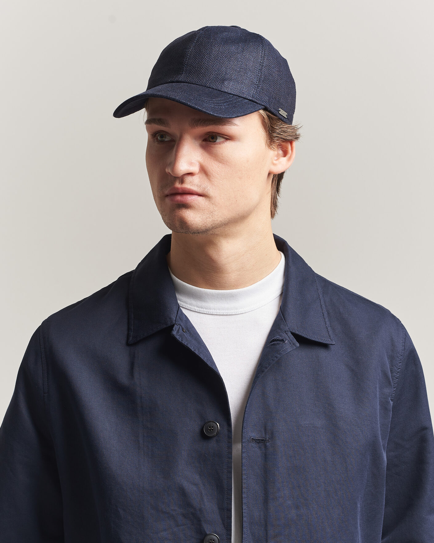 Hombres | Sombreros y gorras | Wigéns | Baseball Linen Herringbone Cap Navy