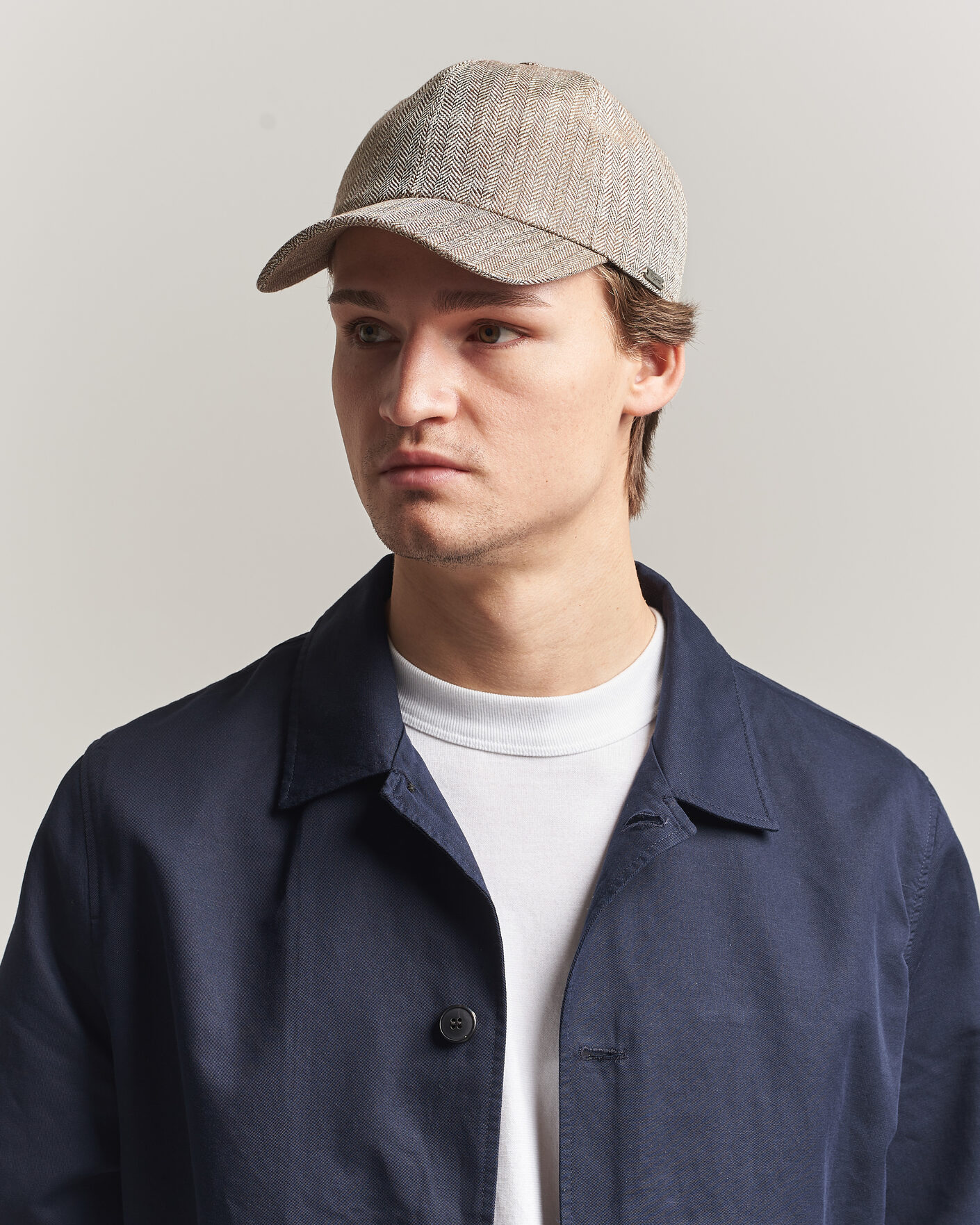 Hombres | Sombreros y gorras | Wigéns | Baseball Linen Herringbone Cap Brown