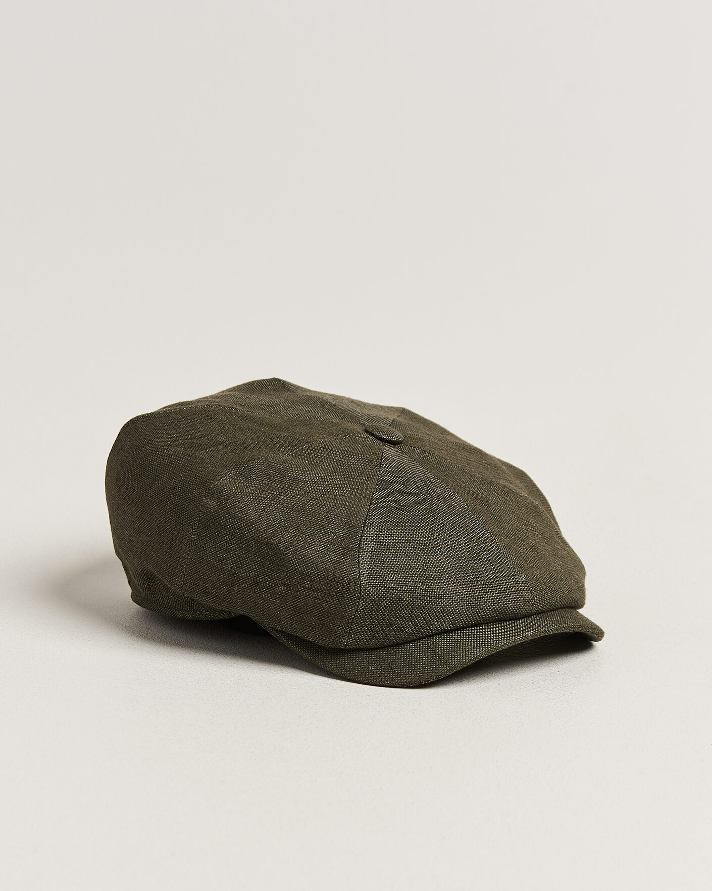 Hombres | Sombreros y gorras | Wigéns | Newsboy Retro Hopsack Linen Cap Dark Olive