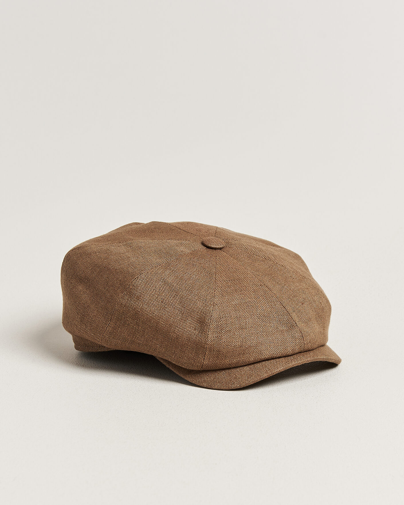 Hombres | Sombreros y gorras | Wigéns | Newsboy Retro Hopsack Linen Cap Light Brown