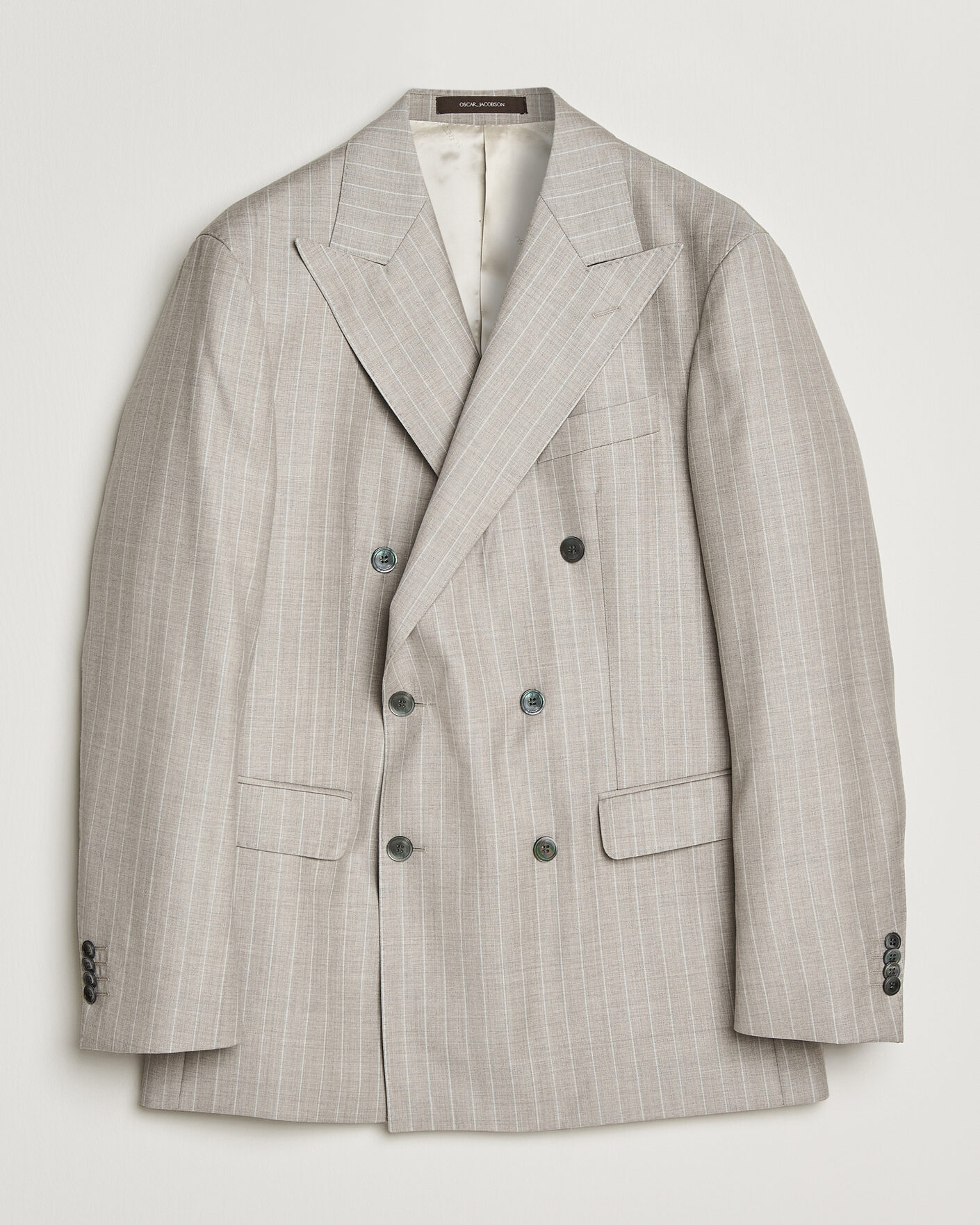 Hombres | Blazers | Oscar Jacobson | Richard Striped Wool Blazer Beige