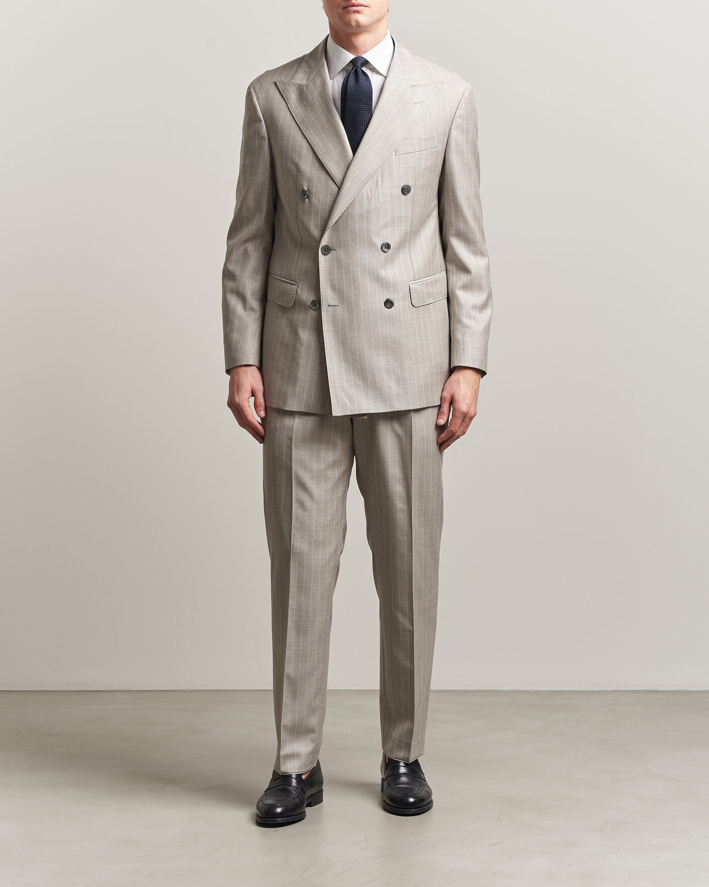 Hombres | Blazers | Oscar Jacobson | Richard Striped Wool Blazer Beige