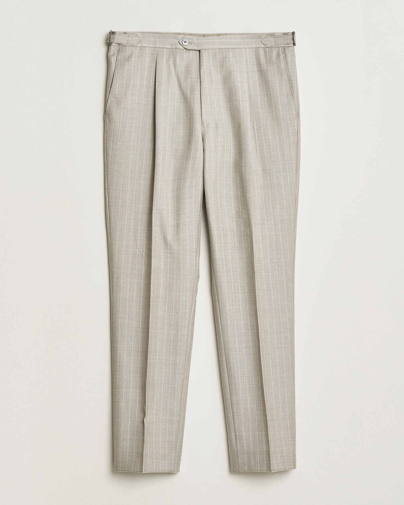 Hombres | Pantalones | Oscar Jacobson | Delon Striped Wool Trousers Beige