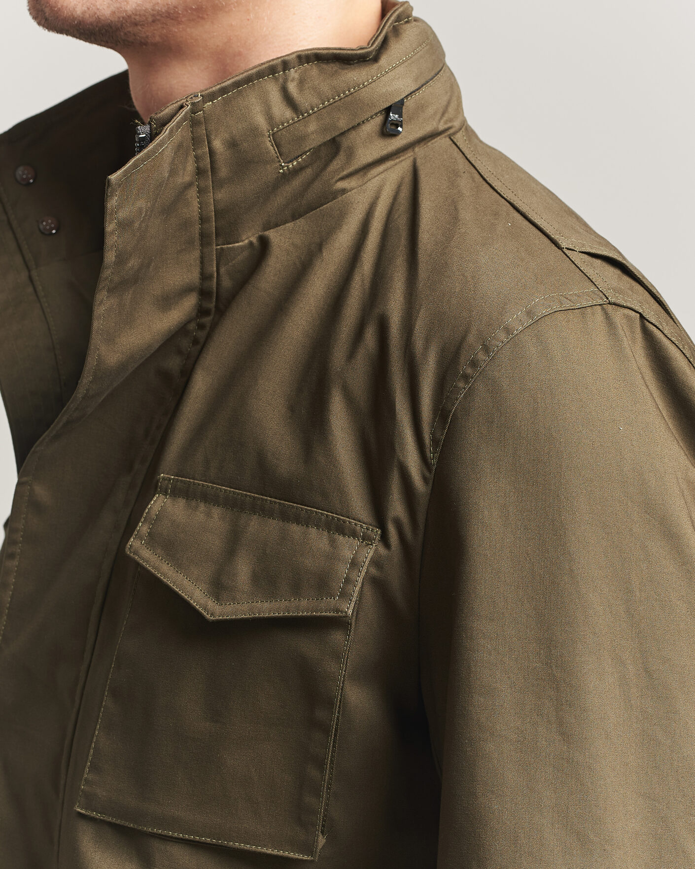 Hombres | Abrigos y chaquetas | Oscar Jacobson | M65 Coated Cotton Field Jacket Olive