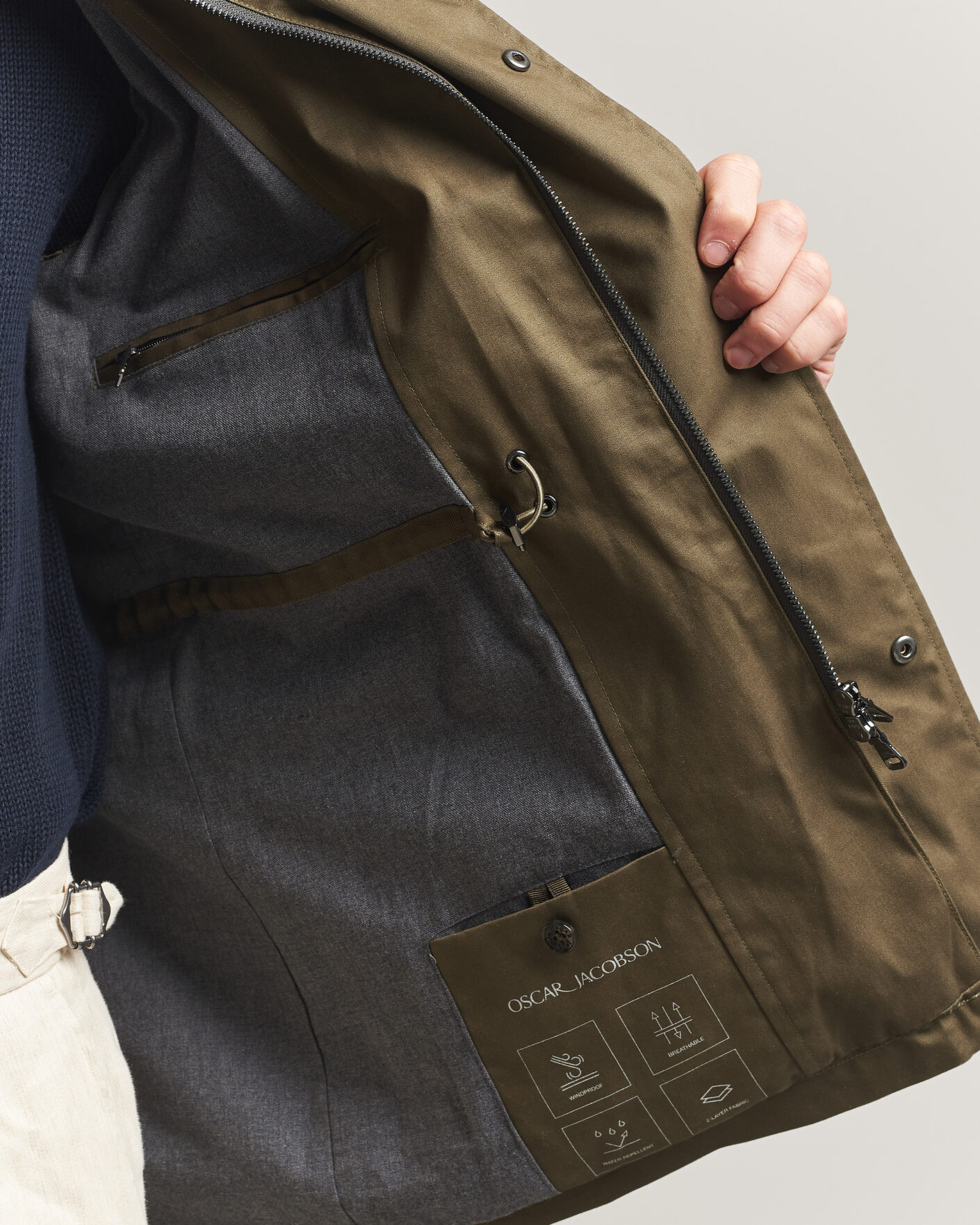 Hombres | Abrigos y chaquetas | Oscar Jacobson | M65 Coated Cotton Field Jacket Olive
