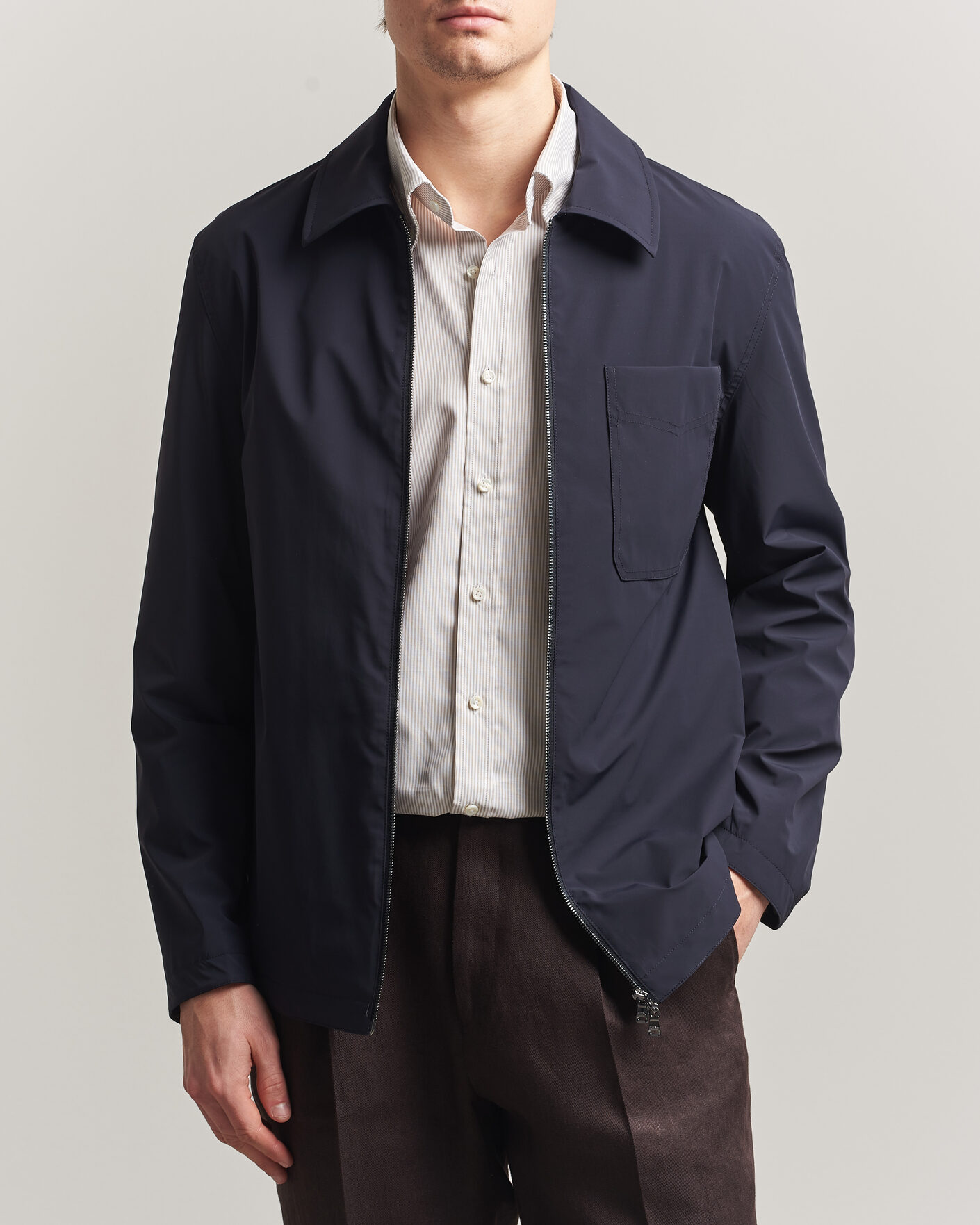 Hombres | Abrigos y chaquetas | Oscar Jacobson | Light Zipped Shirt Jacket Navy