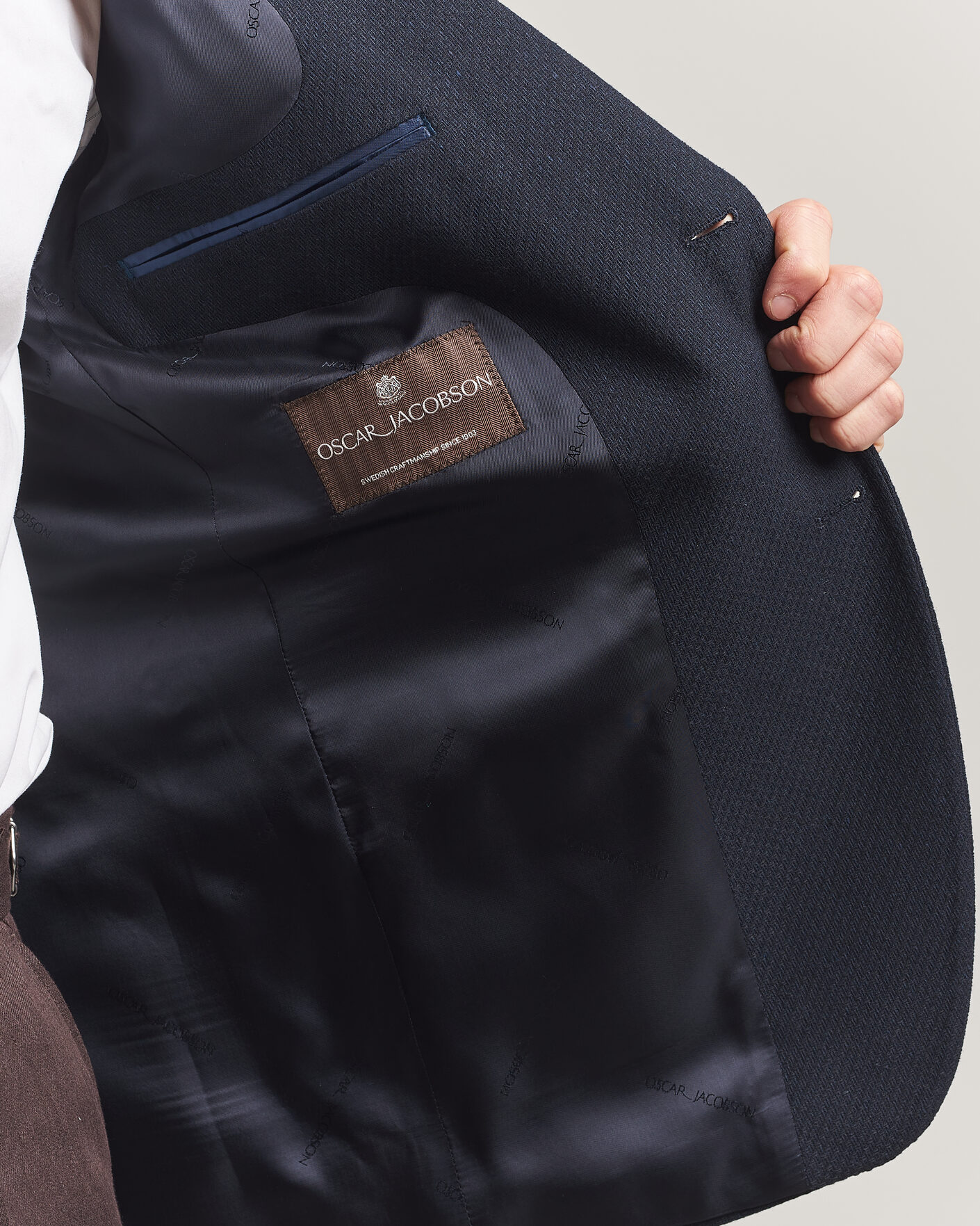 Hombres | Blazers | Oscar Jacobson | Fogerty Patch Structure Cotton Blazer Navy