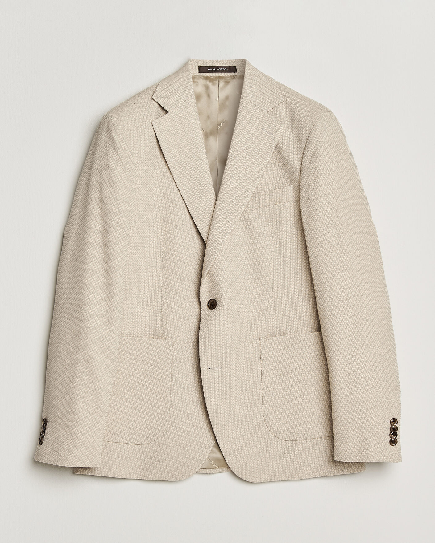 Hombres | Blazers | Oscar Jacobson | Fogerty Patch Structure Cotton Blazer Beige