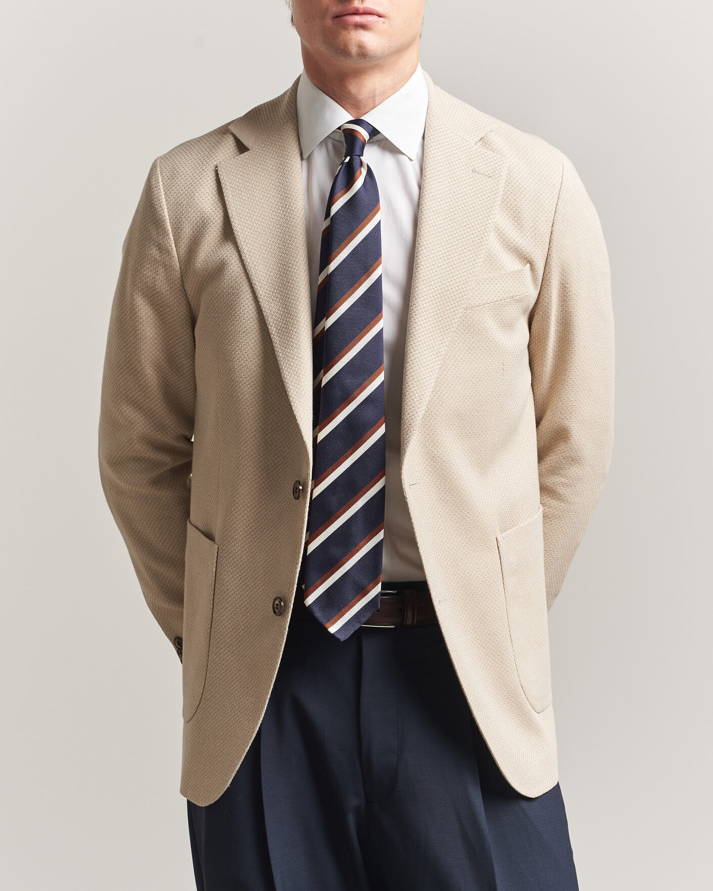Hombres | Blazers | Oscar Jacobson | Fogerty Patch Structure Cotton Blazer Beige