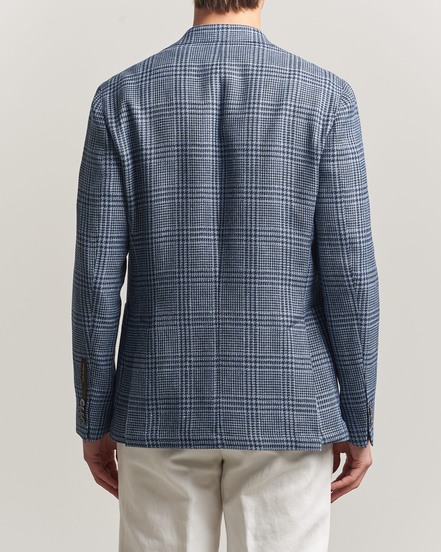 Hombres | Blazers | Oscar Jacobson | Ferry Patch Soft Checked Linen/Wool Blazer Blue