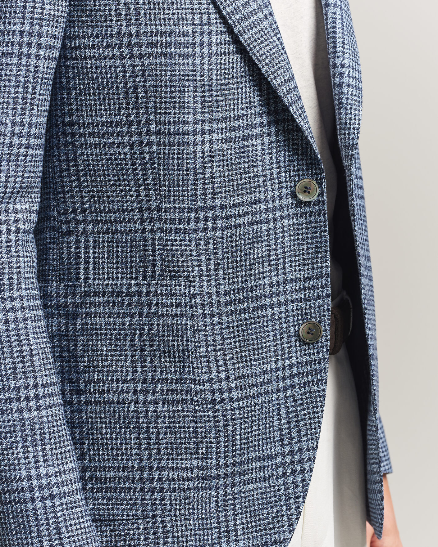 Hombres | Blazers | Oscar Jacobson | Ferry Patch Soft Checked Linen/Wool Blazer Blue