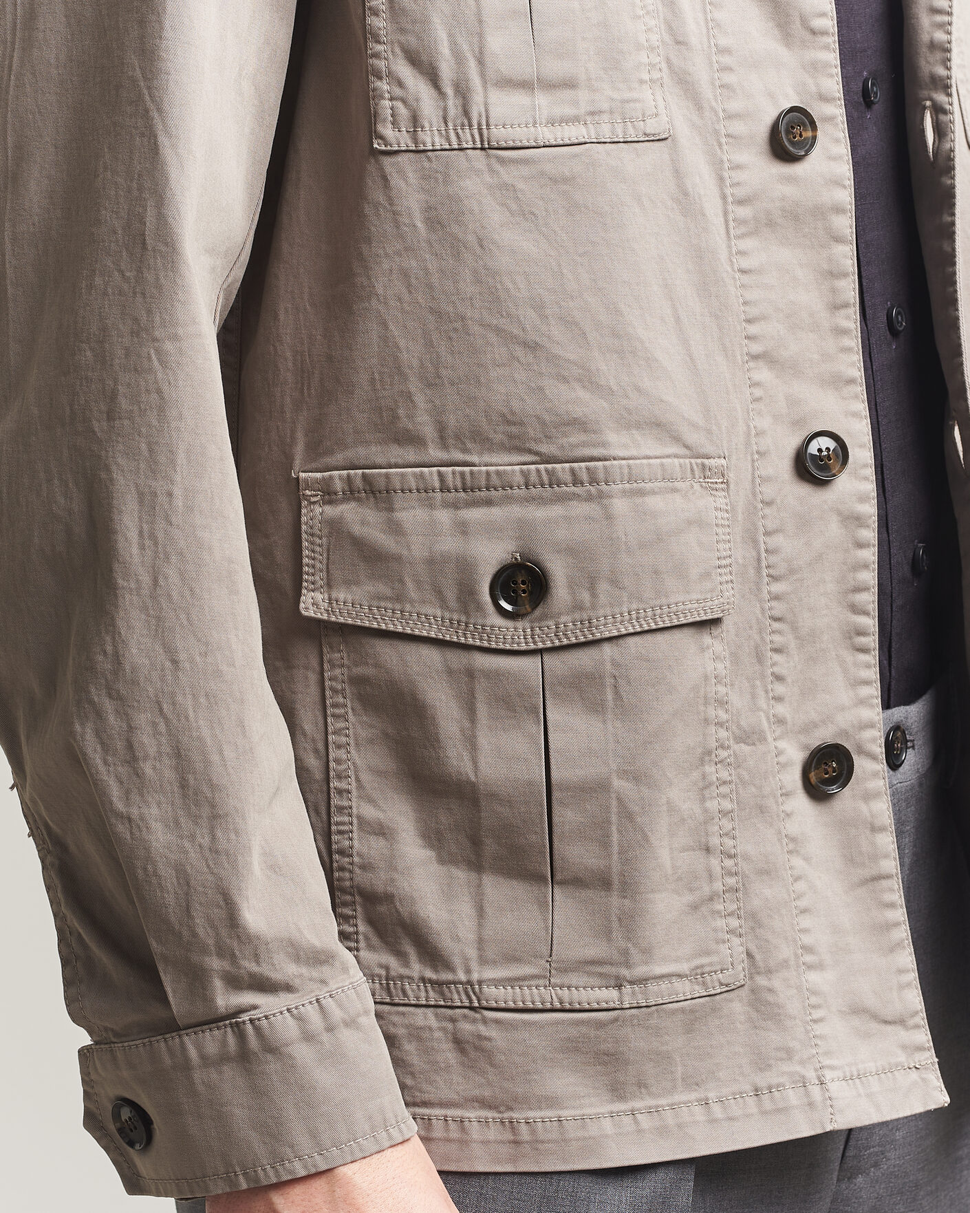 Hombres | Camisas | Oscar Jacobson | Safari Cotton Shirt Jacket Grey