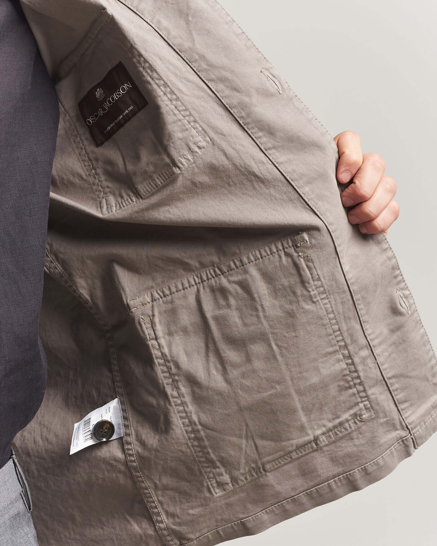 Hombres | Camisas | Oscar Jacobson | Safari Cotton Shirt Jacket Grey