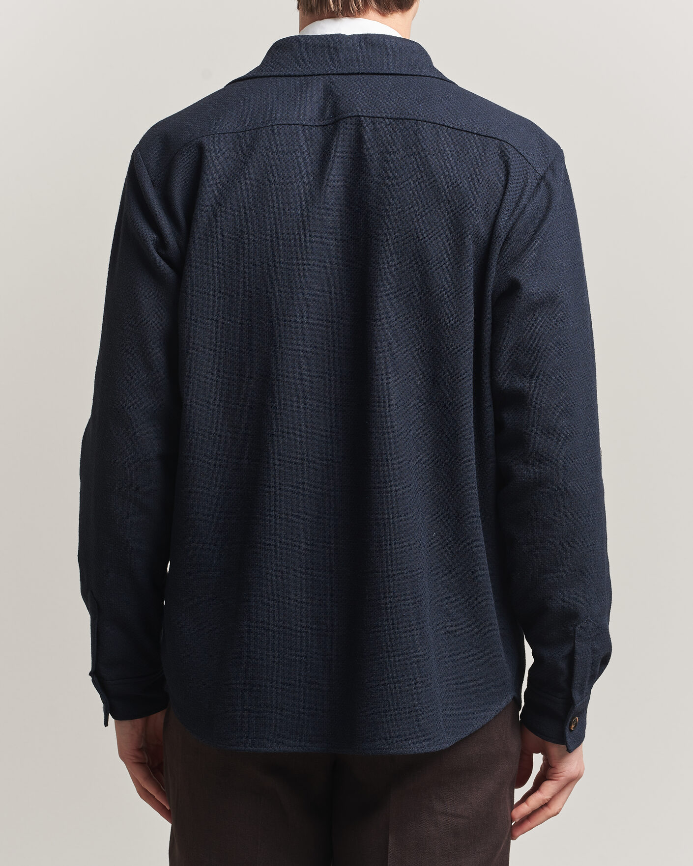 Hombres | Camisas | Oscar Jacobson | Magnus Structure Cotton Overshirt Navy