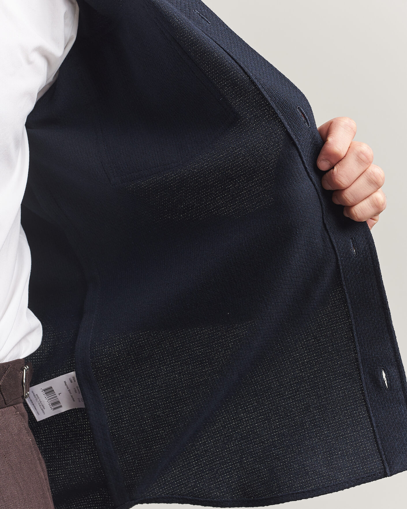 Hombres | Camisas | Oscar Jacobson | Magnus Structure Cotton Overshirt Navy