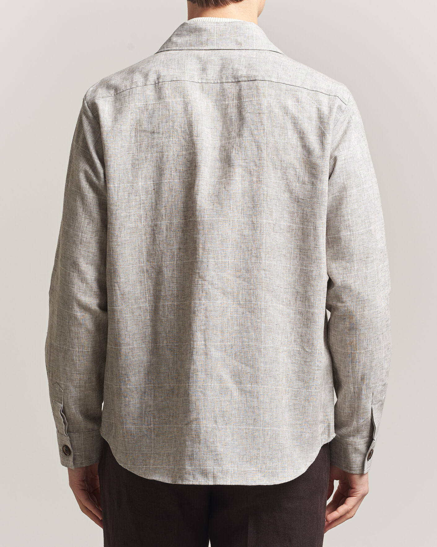 Hombres | Camisas | Oscar Jacobson | Magnus Checked Linen Overshirt Beige