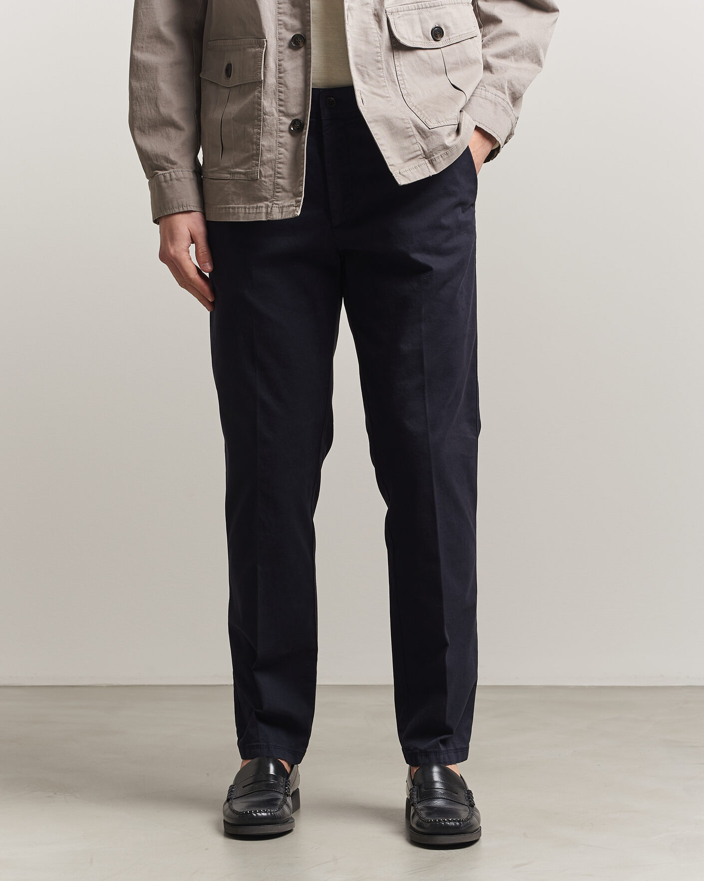 Hombres | Pantalones | Oscar Jacobson | Danik Cotton Trousers Navy