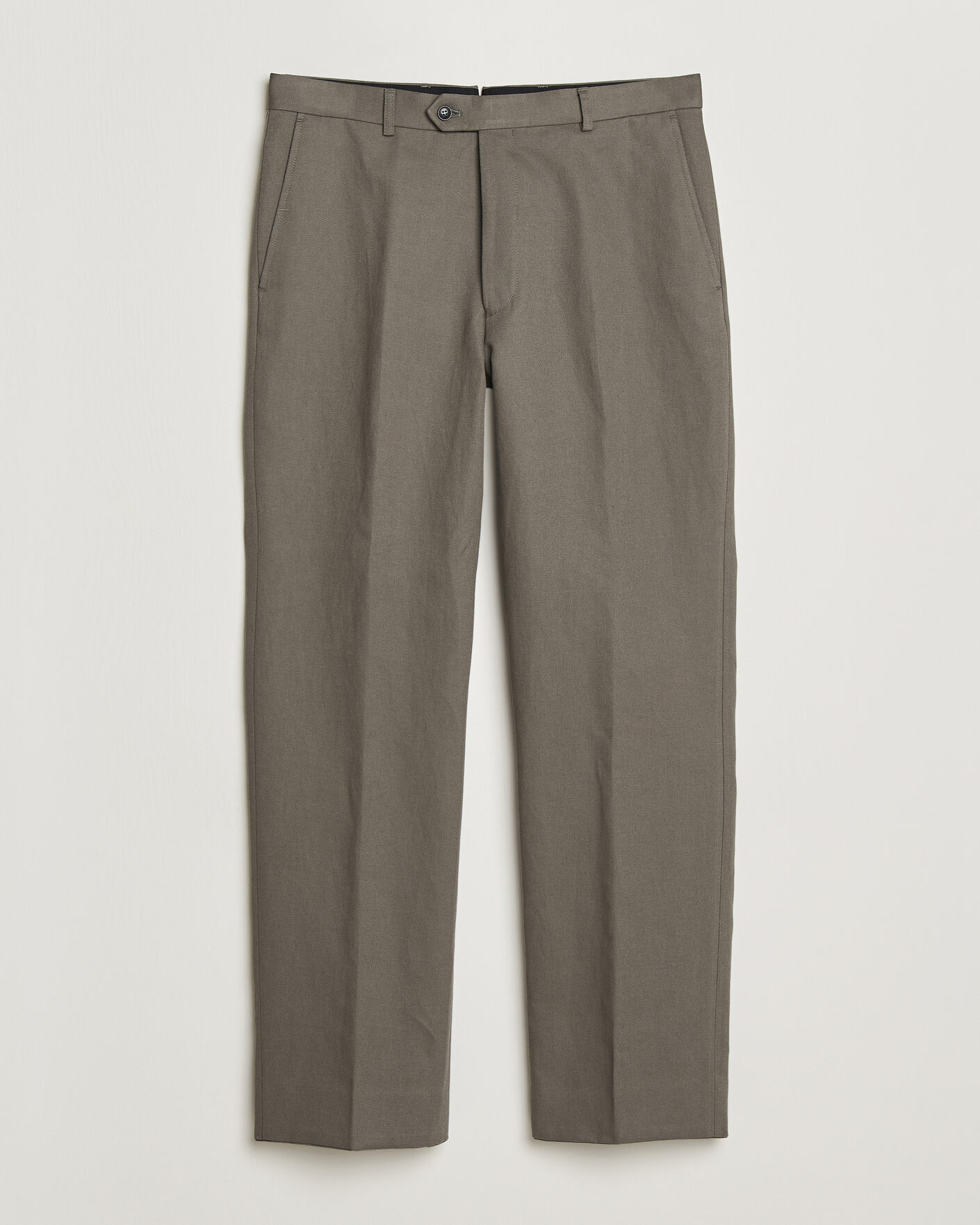 Hombres | Pantalones | Oscar Jacobson | Del Cotton/Linen Trousers Olive