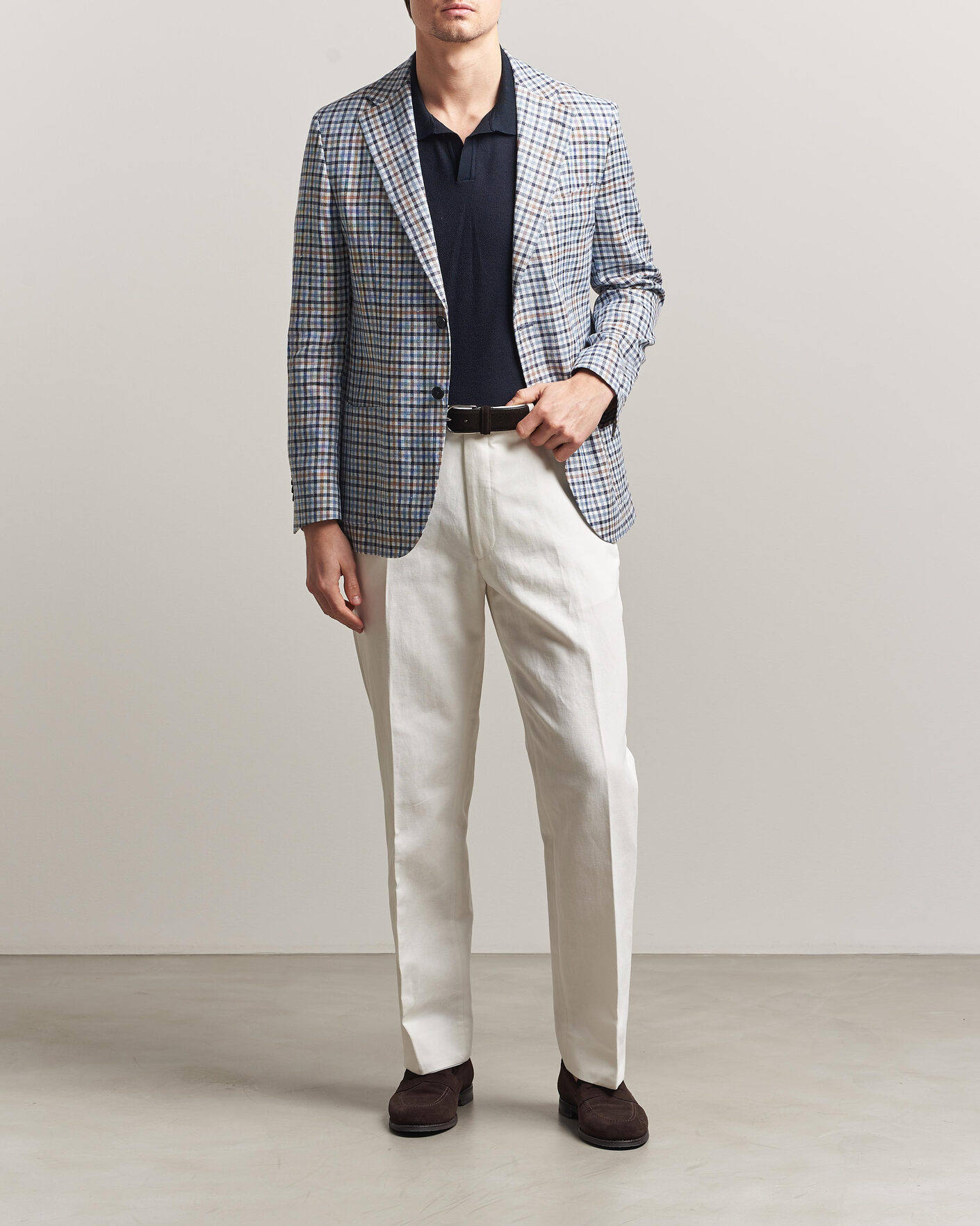 Hombres | Pantalones | Oscar Jacobson | Del Cotton/Linen Trousers White