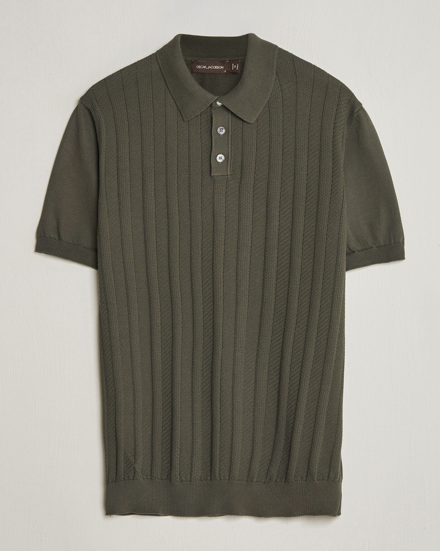 Hombres | Polos | Oscar Jacobson | Barto Structured Cotton Polo Green