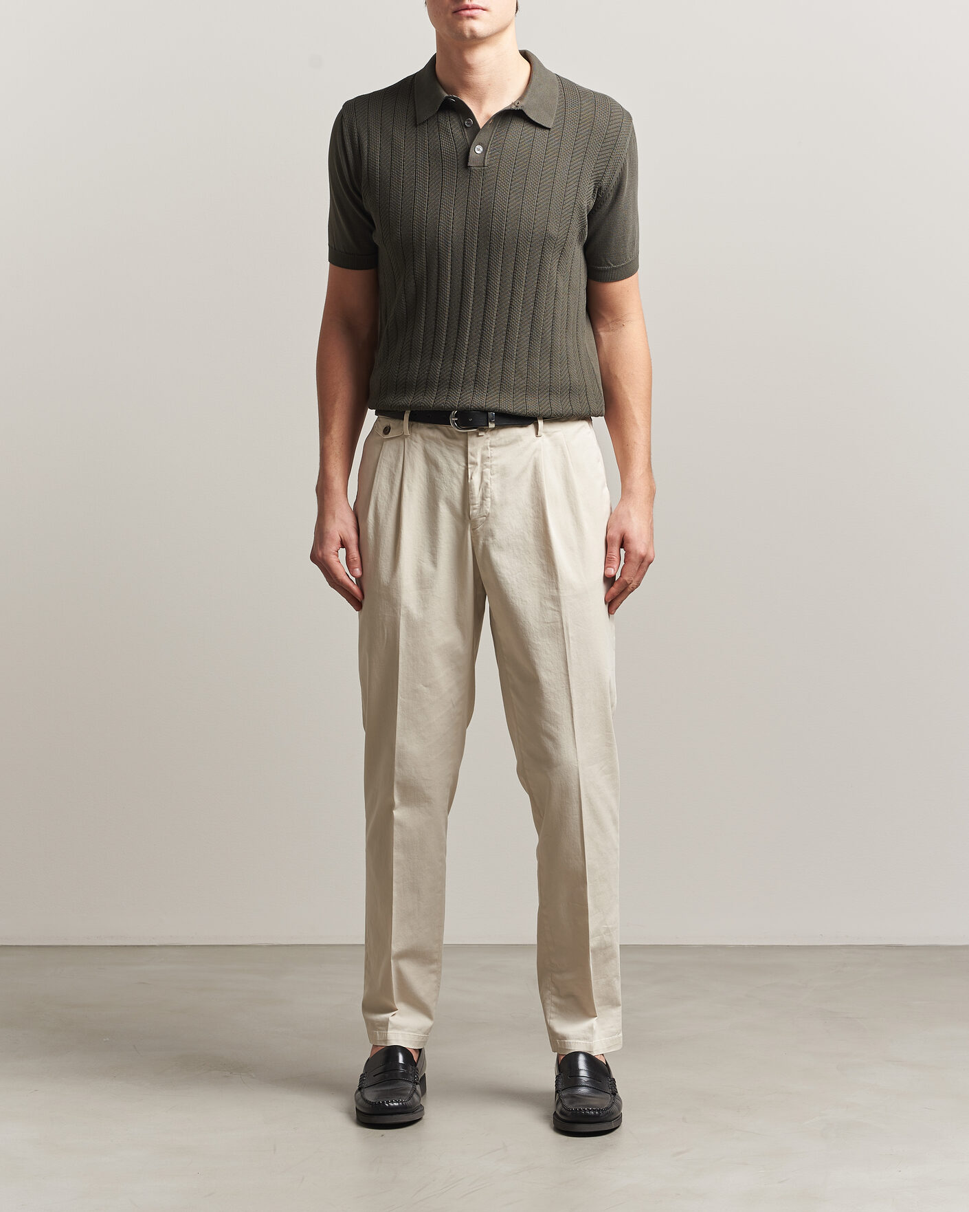 Hombres | Polos | Oscar Jacobson | Barto Structured Cotton Polo Green