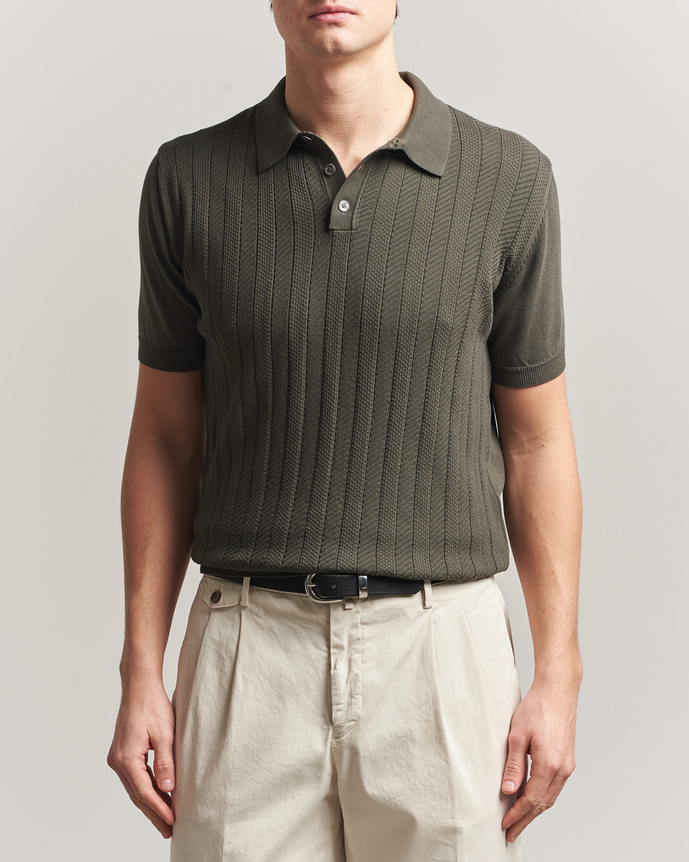 Hombres | Polos | Oscar Jacobson | Barto Structured Cotton Polo Green
