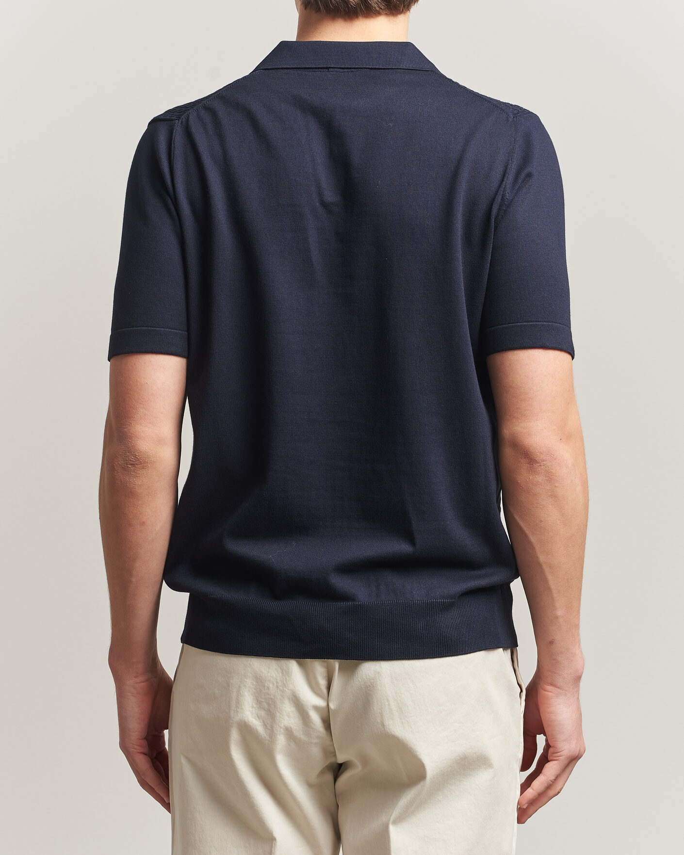 Hombres | Polos | Oscar Jacobson | Alf Structured Cotton Polo Navy