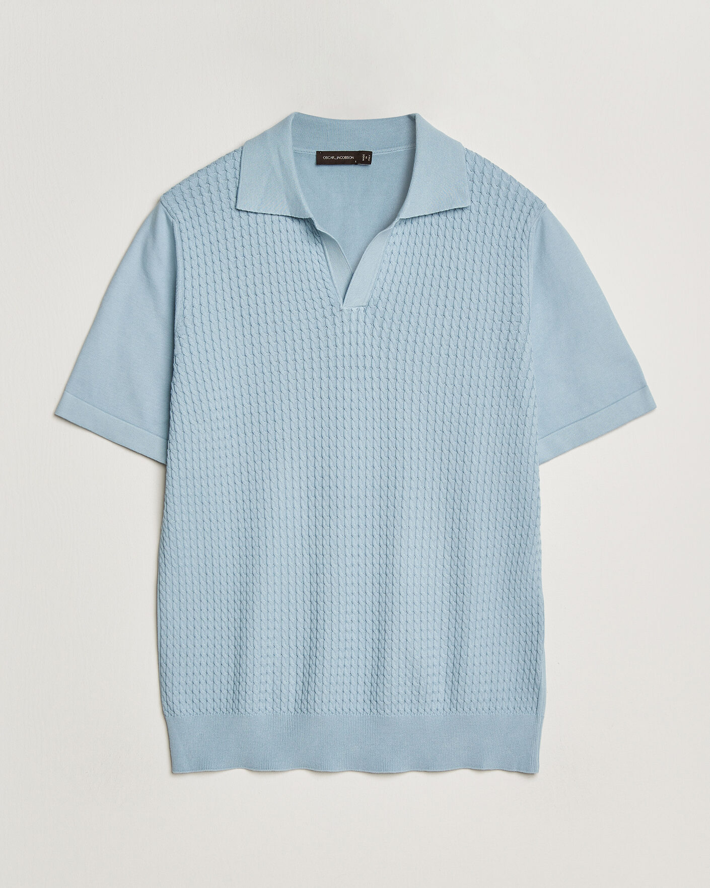 Hombres | Polos | Oscar Jacobson | Alf Structured Cotton Polo Light Blue