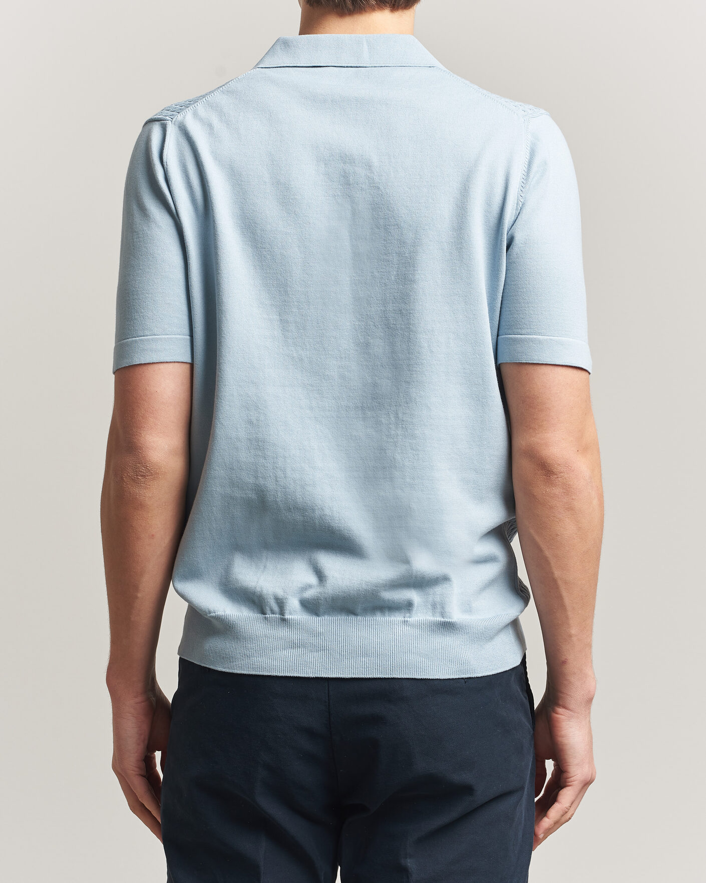 Hombres | Polos | Oscar Jacobson | Alf Structured Cotton Polo Light Blue