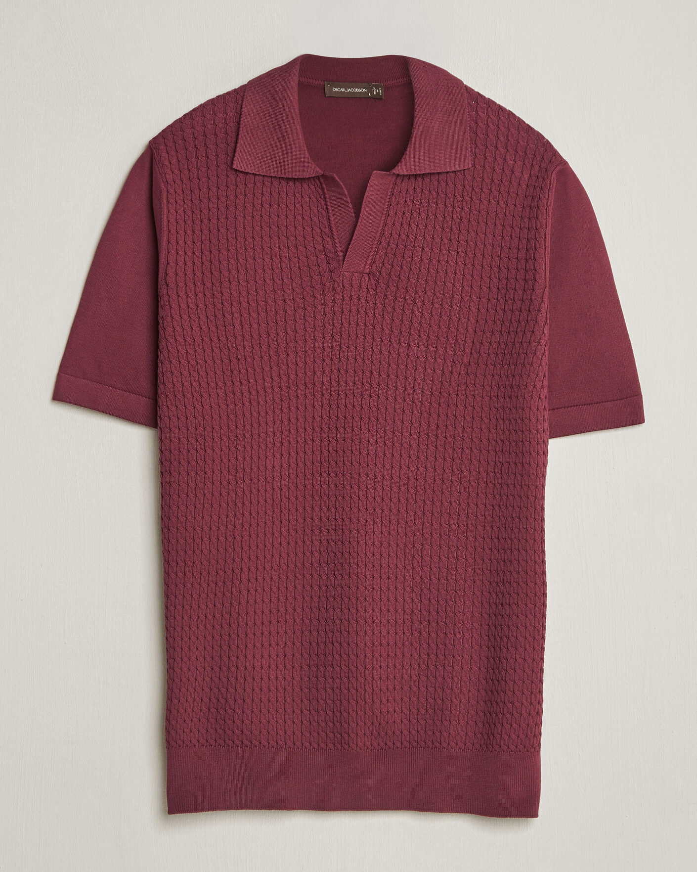 Hombres | Polos | Oscar Jacobson | Alf Structured Cotton Polo Wine Red