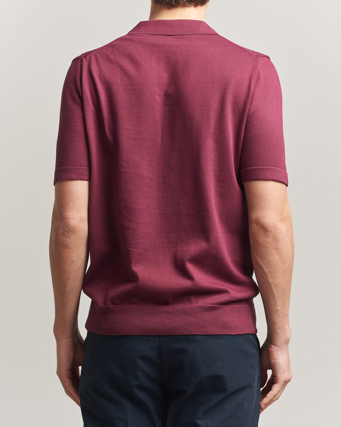 Hombres | Polos | Oscar Jacobson | Alf Structured Cotton Polo Wine Red