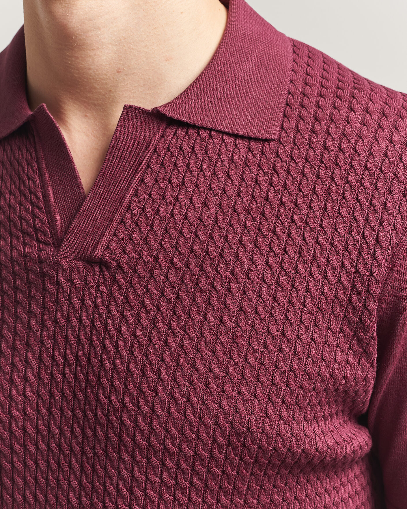 Hombres | Polos | Oscar Jacobson | Alf Structured Cotton Polo Wine Red