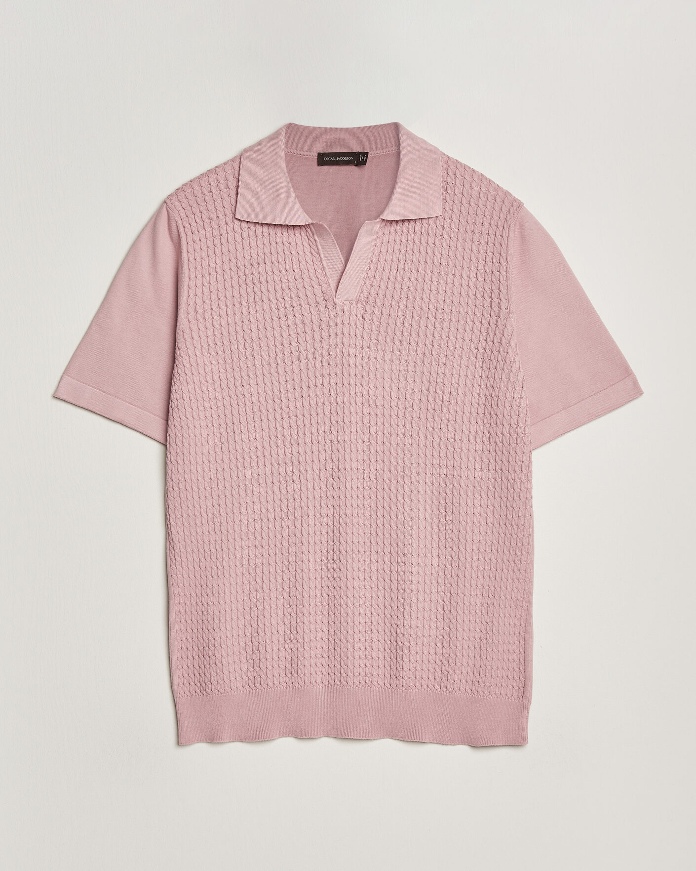 Hombres | Polos | Oscar Jacobson | Alf Structured Cotton Polo Pink