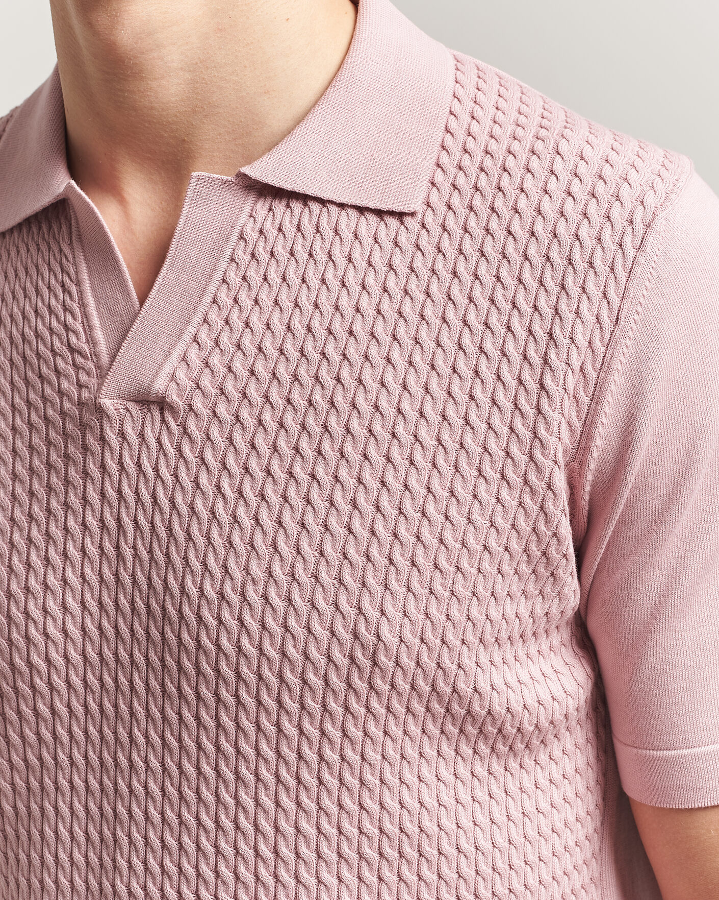 Hombres | Polos | Oscar Jacobson | Alf Structured Cotton Polo Pink
