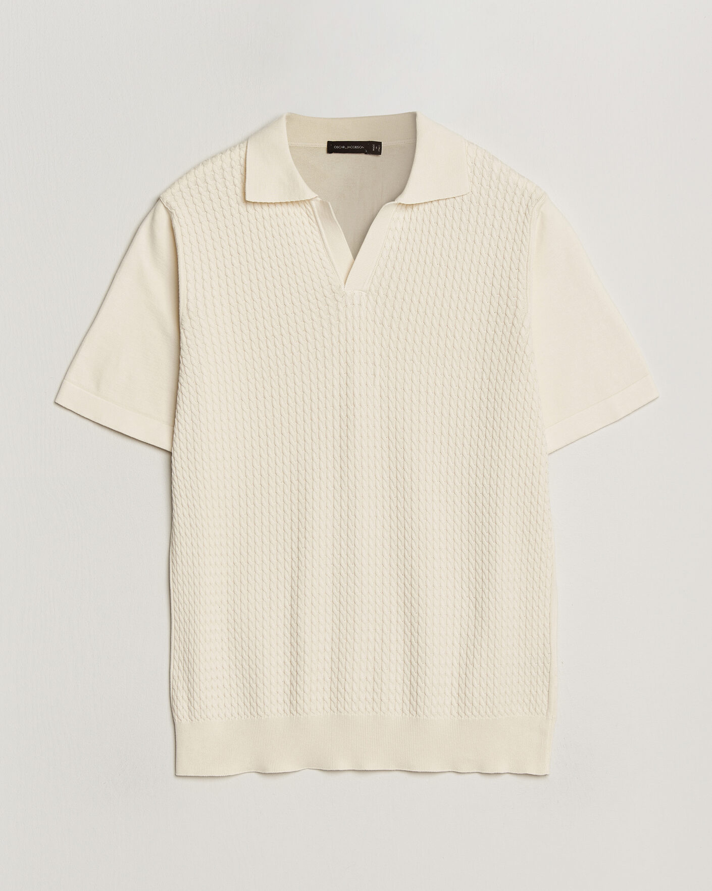 Hombres | Polos | Oscar Jacobson | Alf Structured Cotton Polo Off White