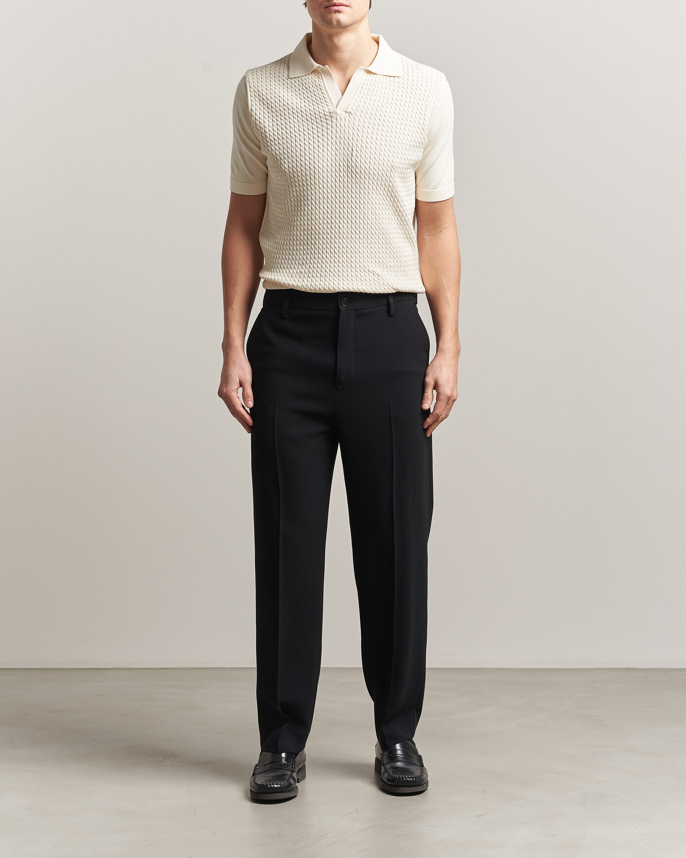 Hombres | Polos | Oscar Jacobson | Alf Structured Cotton Polo Off White