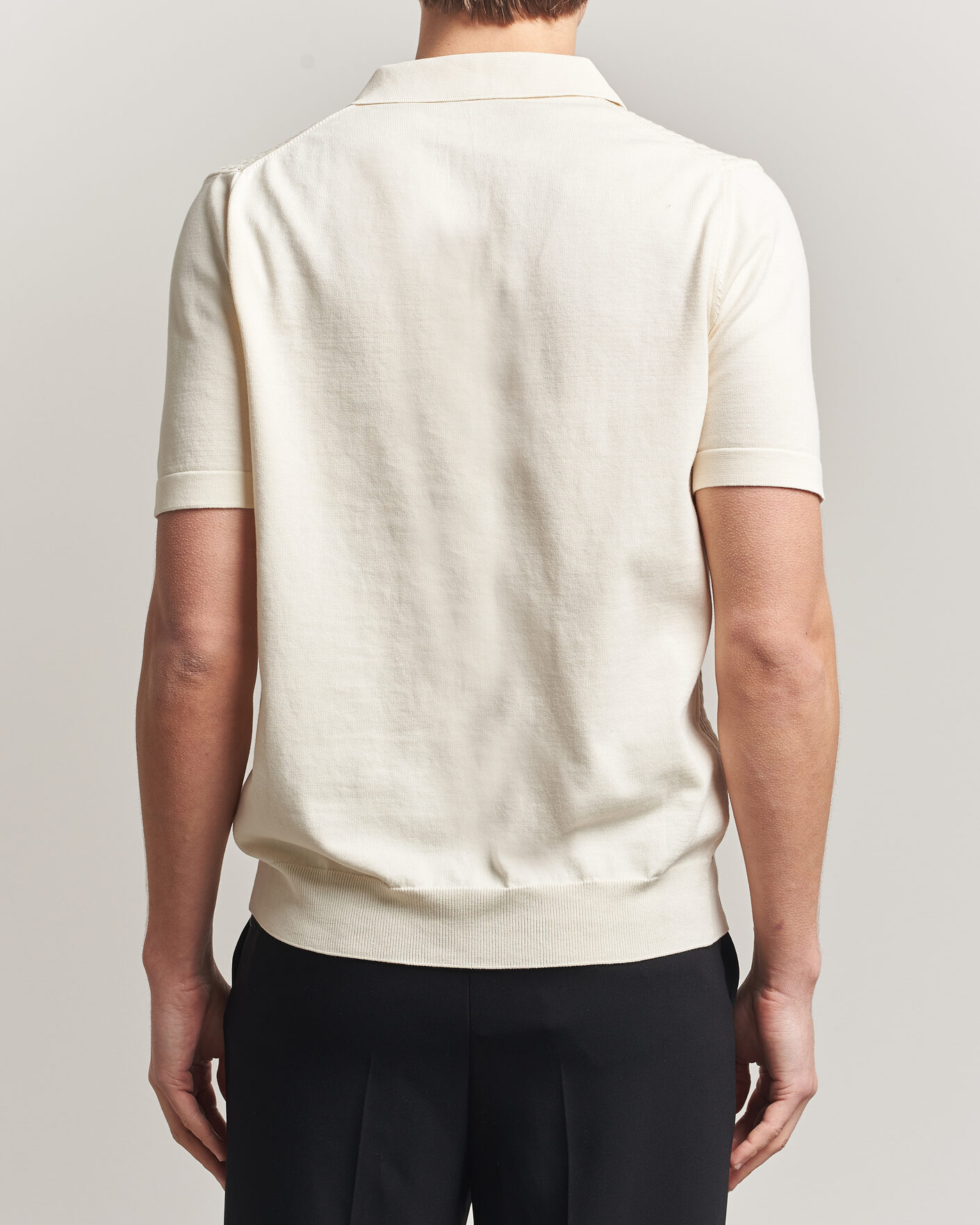 Hombres | Polos | Oscar Jacobson | Alf Structured Cotton Polo Off White