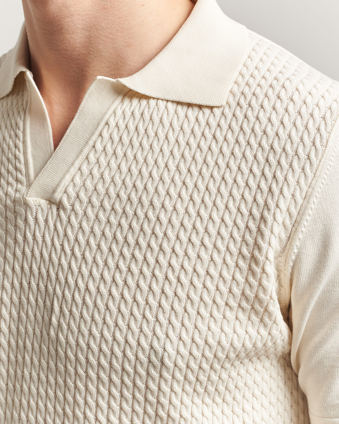 Hombres | Polos | Oscar Jacobson | Alf Structured Cotton Polo Off White