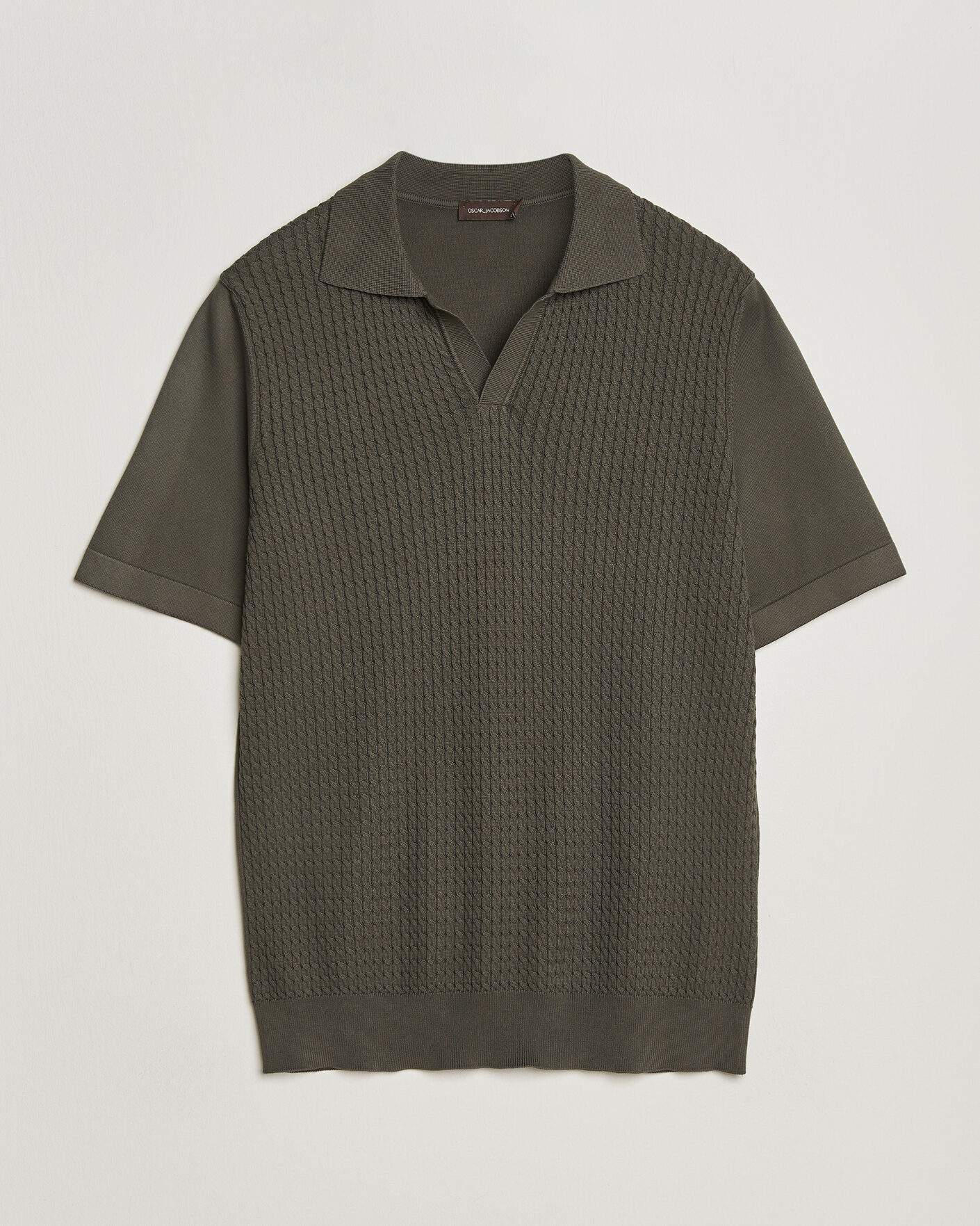 Hombres | Polos | Oscar Jacobson | Alf Structured Cotton Polo Green