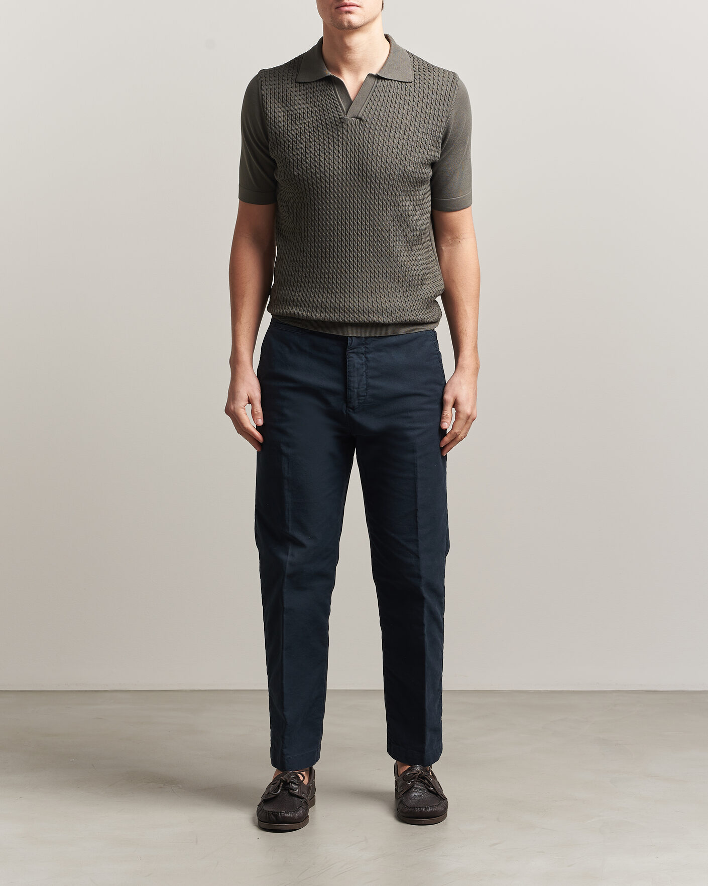 Hombres | Polos | Oscar Jacobson | Alf Structured Cotton Polo Green