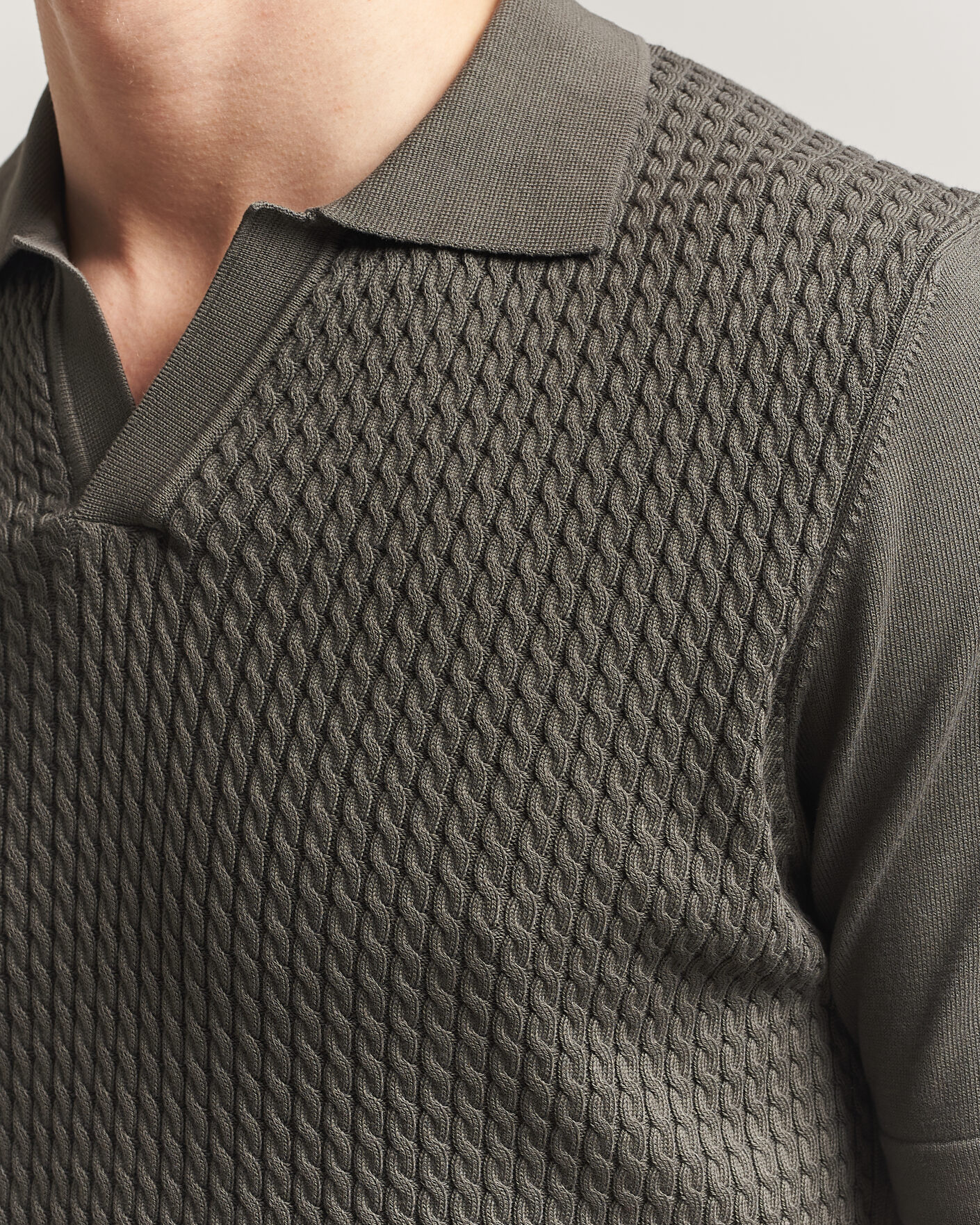 Hombres | Polos | Oscar Jacobson | Alf Structured Cotton Polo Green