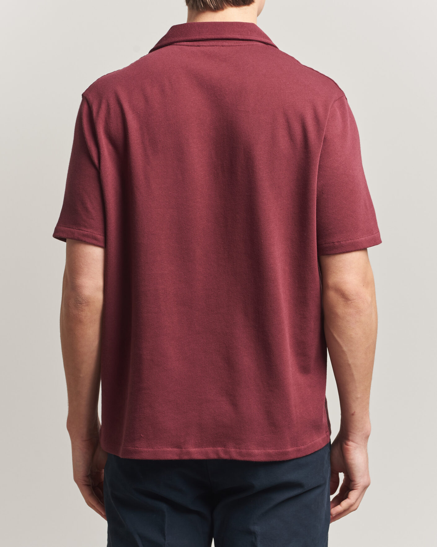 Hombres | Camisas | Oscar Jacobson | Kirk Knitted Short Sleeve Shirt Wine Red