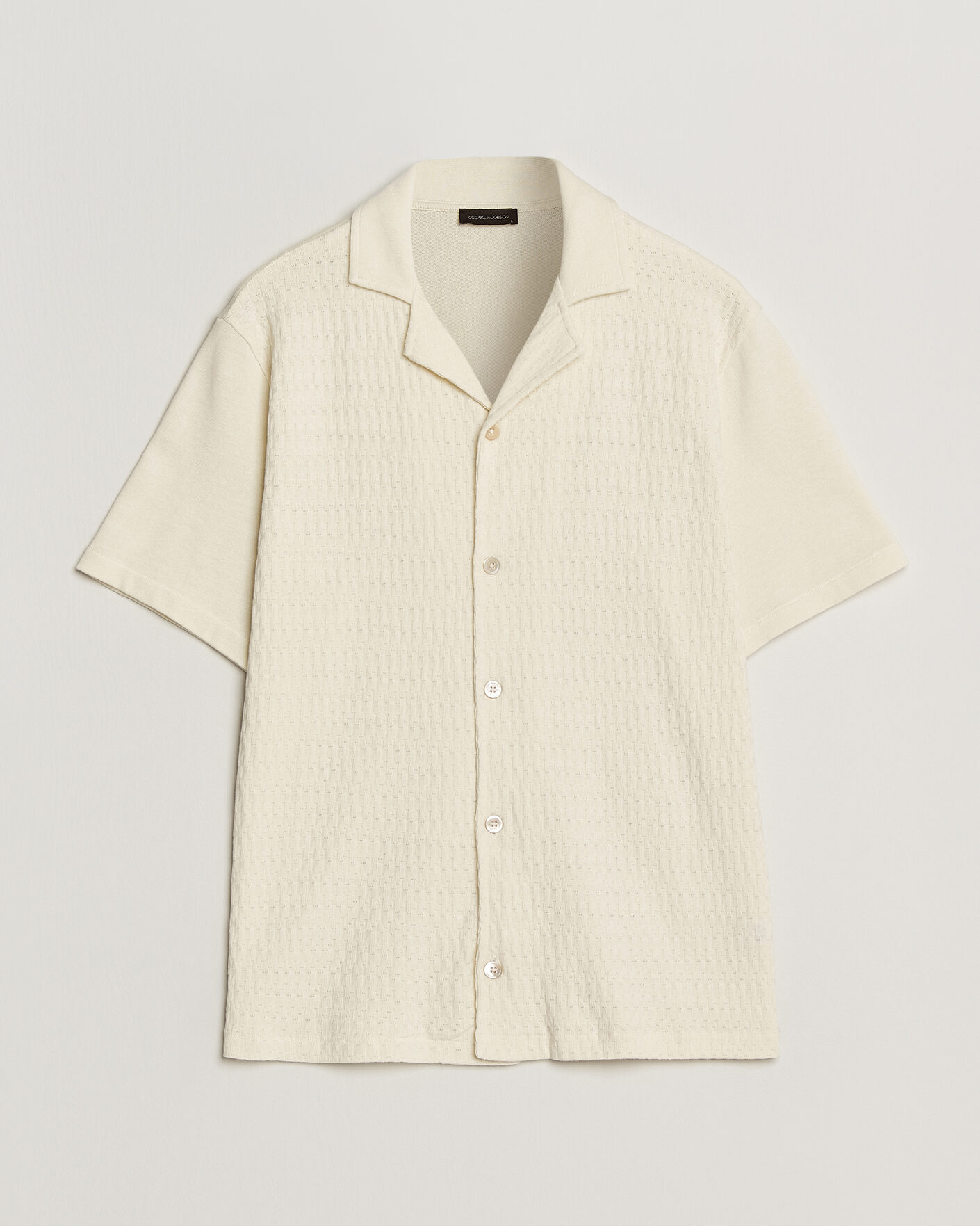 Hombres | Camisas | Oscar Jacobson | Kirk Knitted Short Sleeve Shirt Off White