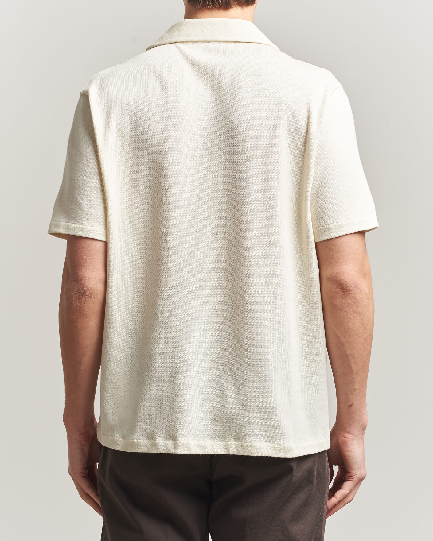 Hombres | Camisas | Oscar Jacobson | Kirk Knitted Short Sleeve Shirt Off White