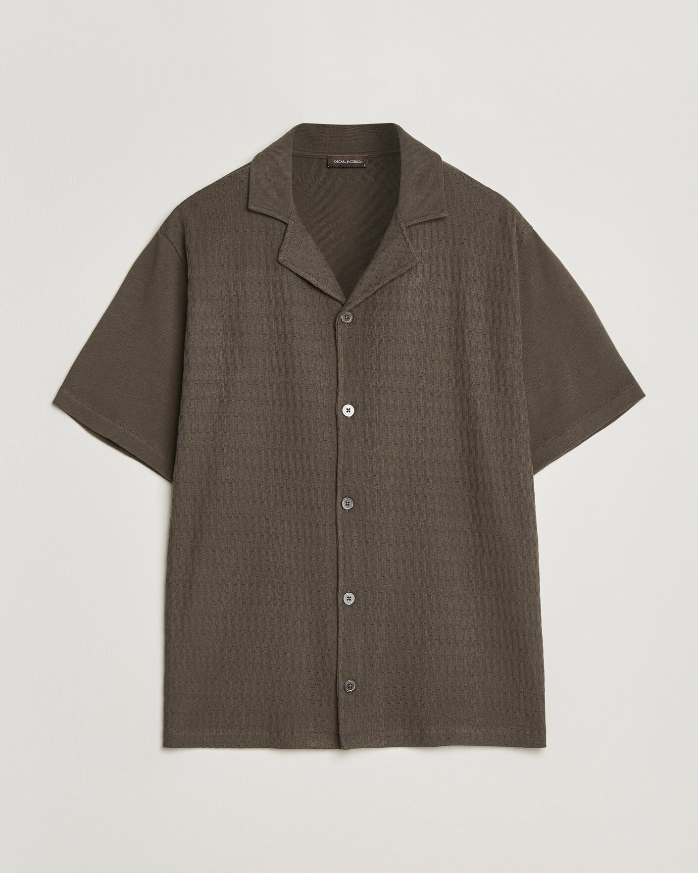Hombres | Camisas | Oscar Jacobson | Kirk Knitted Short Sleeve Shirt Green