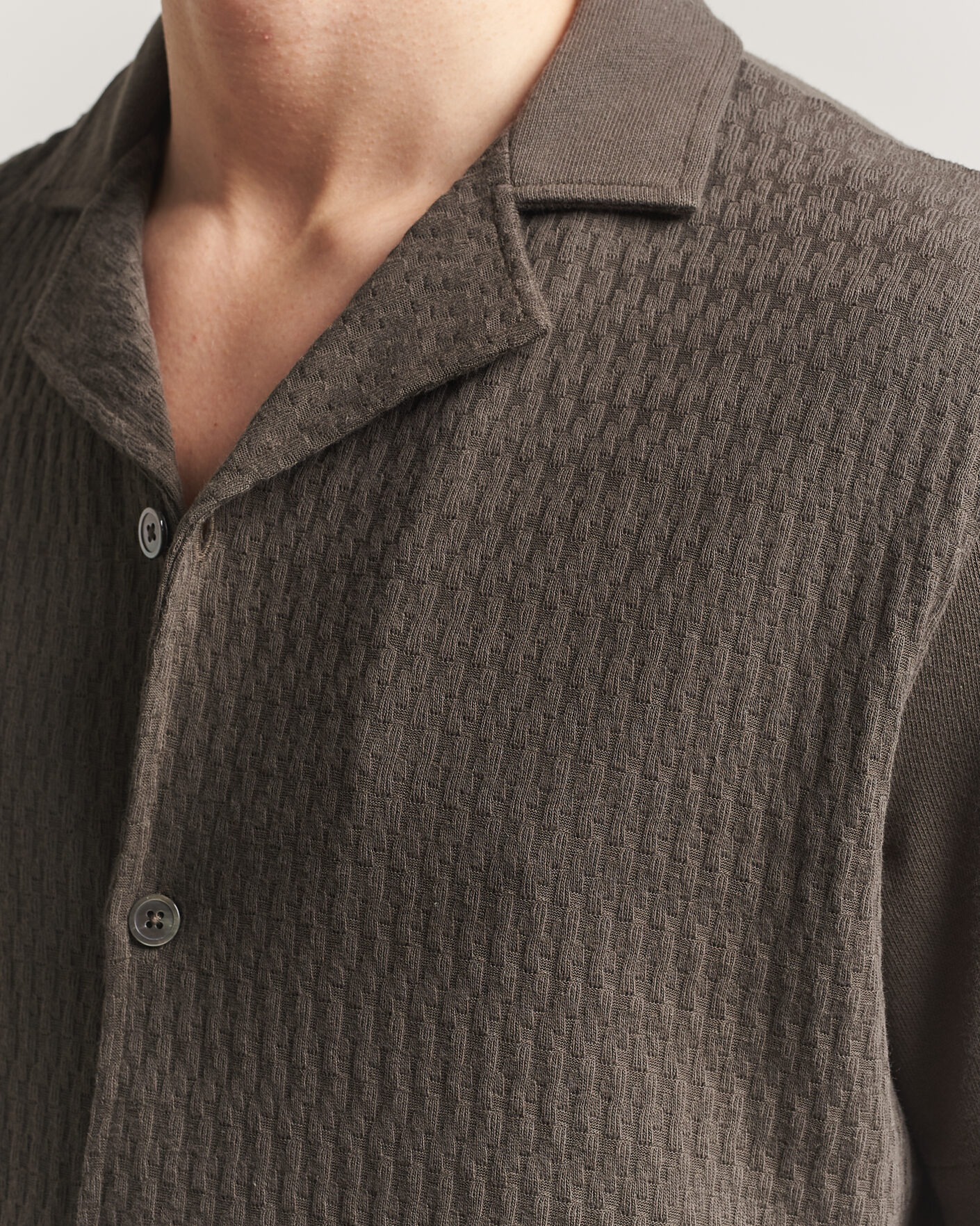 Hombres | Camisas | Oscar Jacobson | Kirk Knitted Short Sleeve Shirt Green